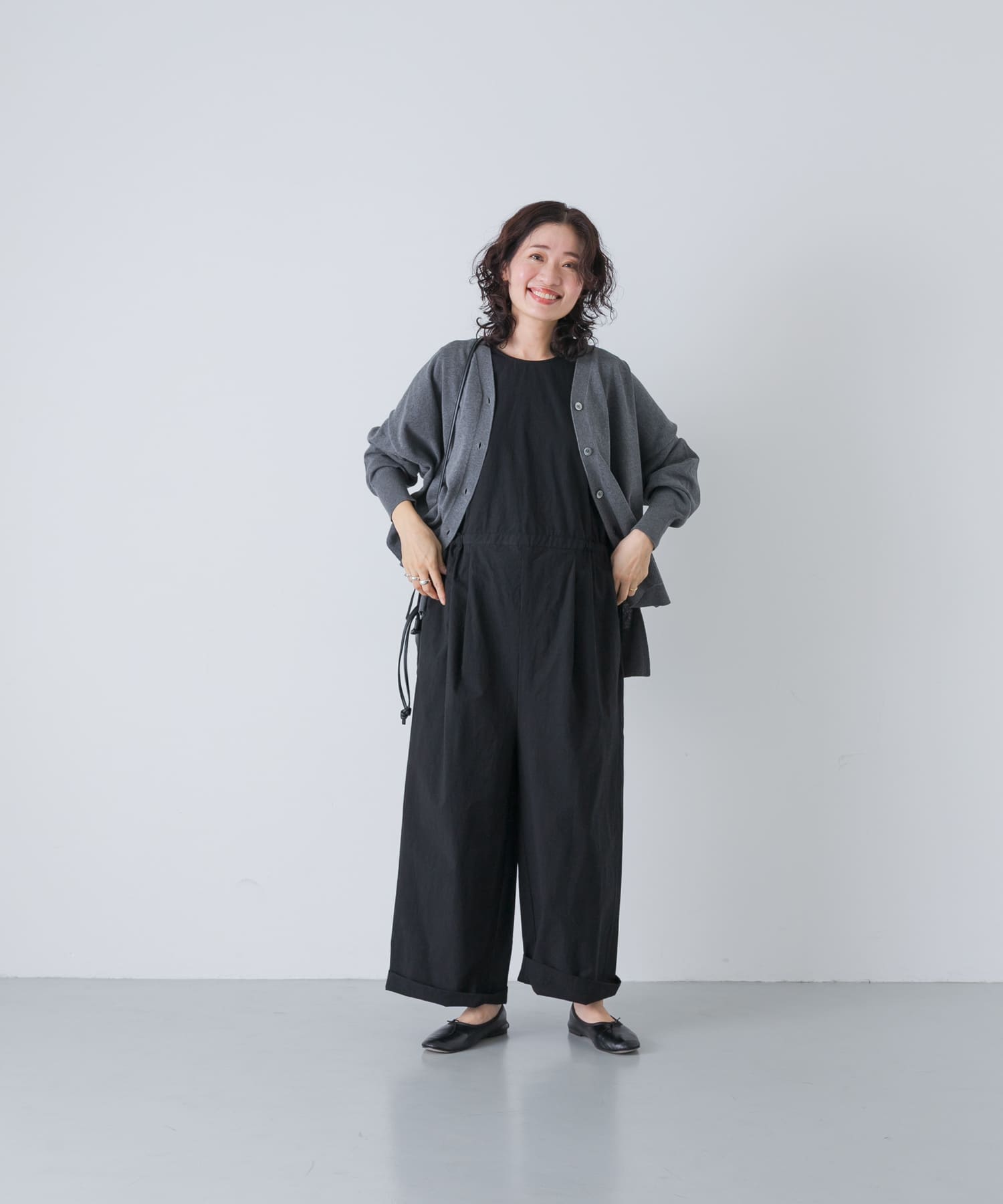 2サイズ展開』サイドギャザーサロペット(0 BLACK): ボトム｜URBAN