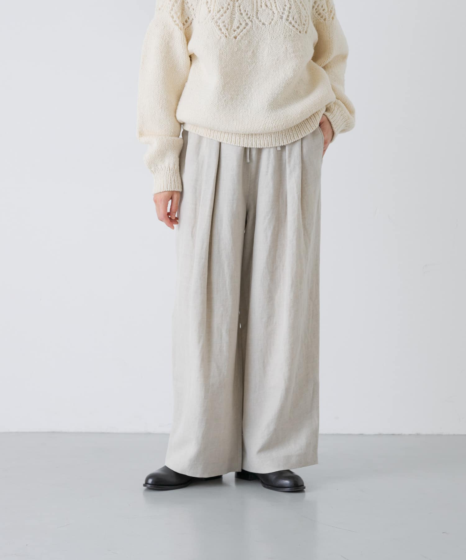 ウールリネンコードベルトパンツ