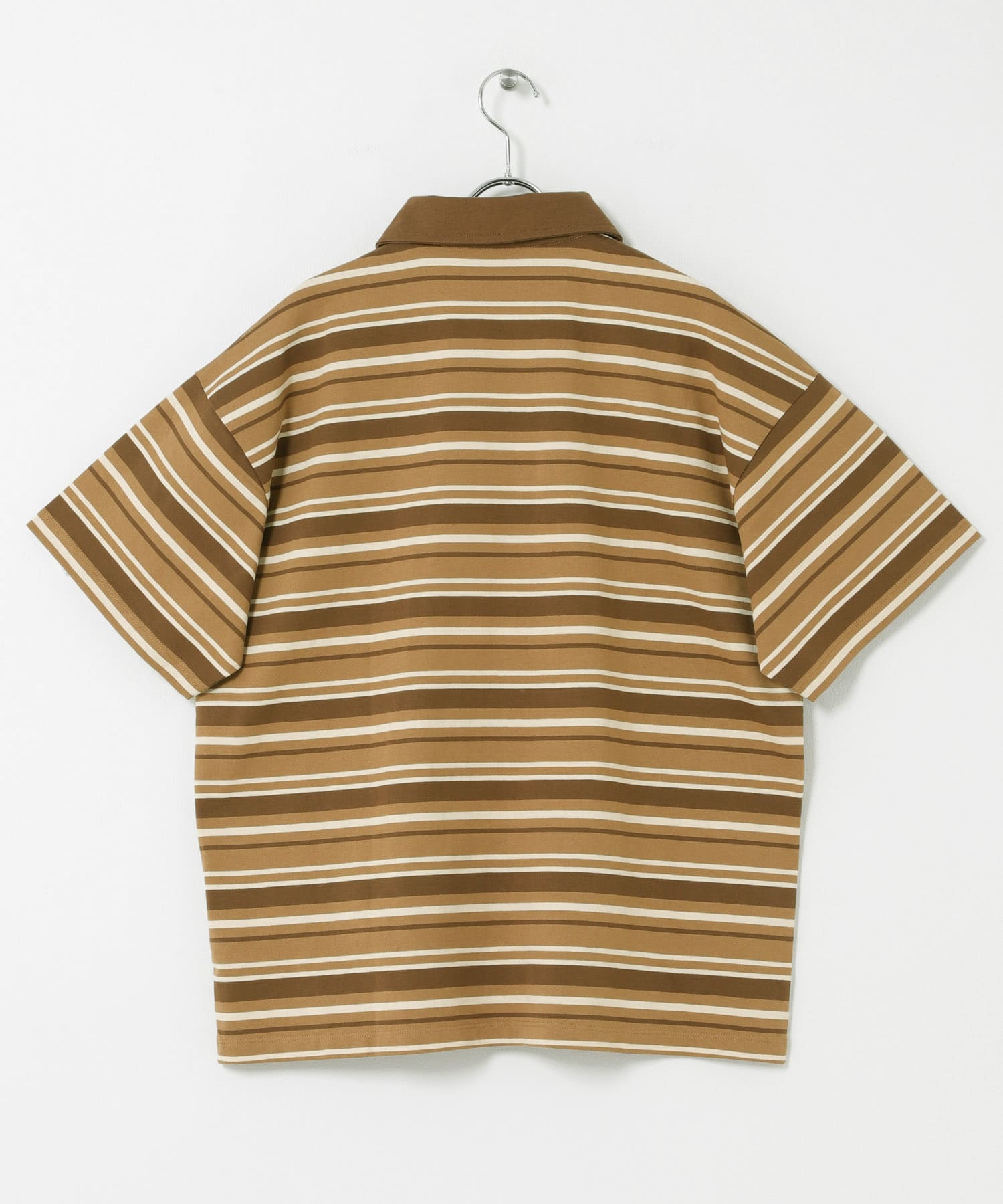 CHAMPION　SHORT-SLEEVE BORDER POLO SHIRTS L.BROWN L
