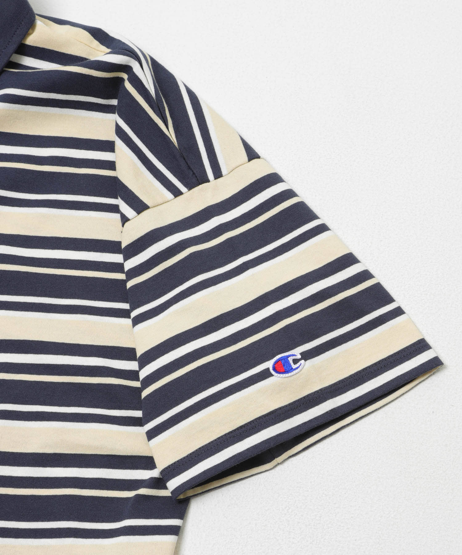 CHAMPION　SHORT-SLEEVE BORDER POLO SHIRTS NAVY L