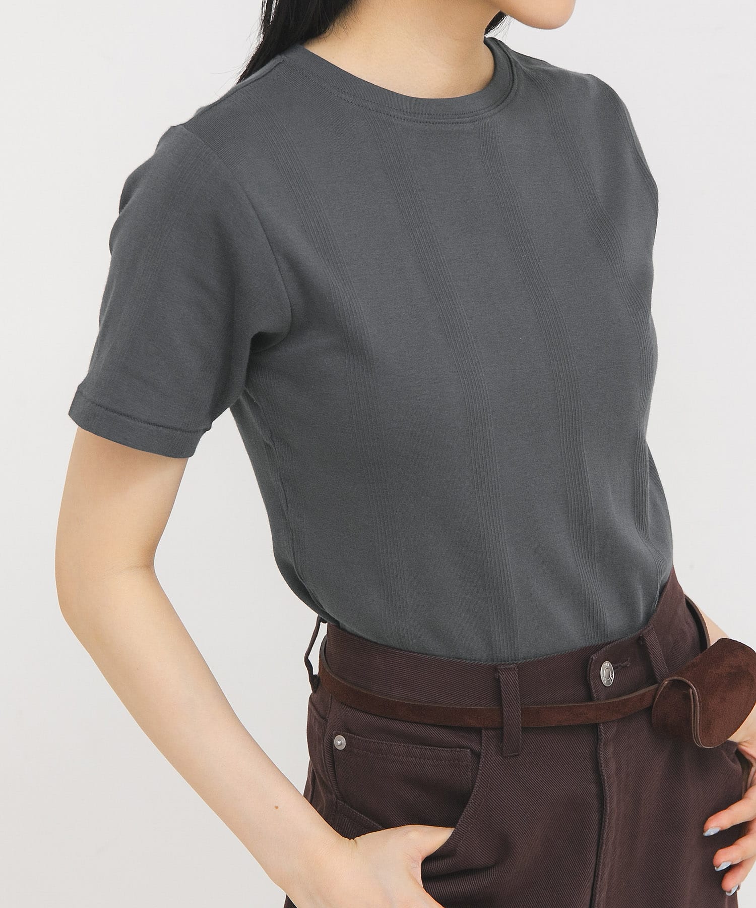 Miller　Panel ribbed crew-neck tee