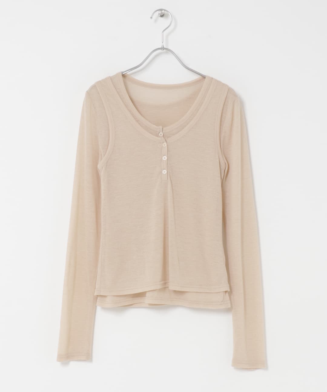 レイヤードヘンリーネックTEE NUDE One