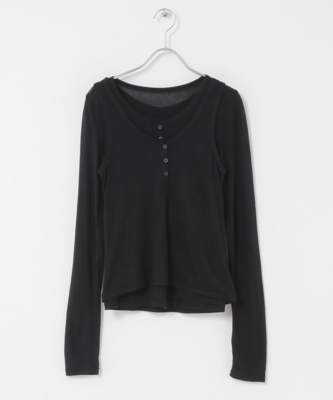 レイヤードヘンリーネックTEE BLACK One