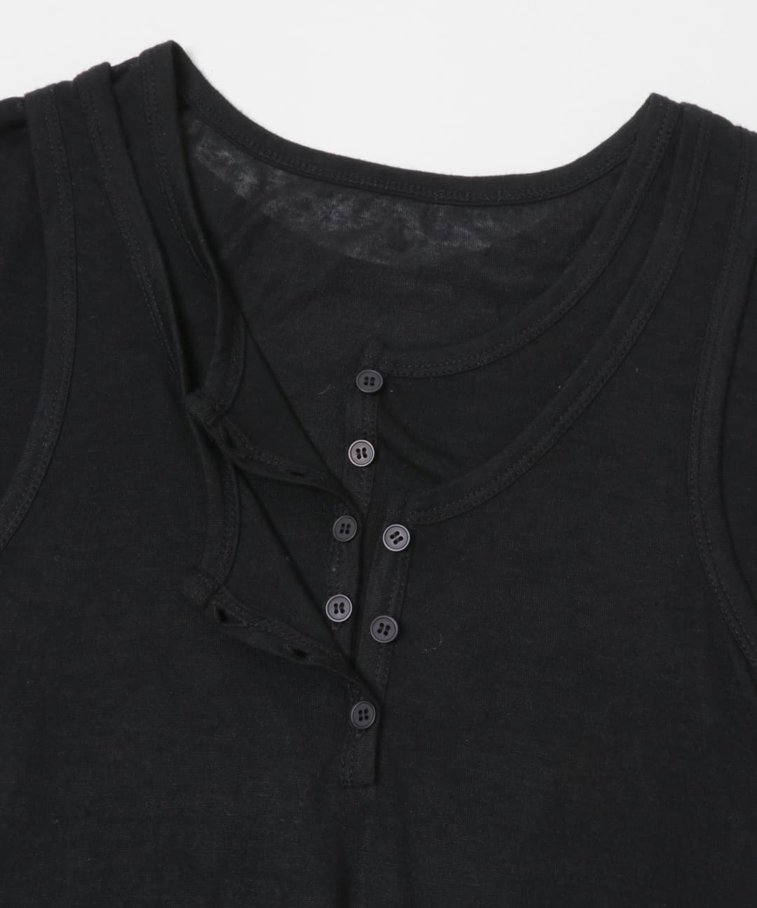 レイヤードヘンリーネックTEE BLACK One