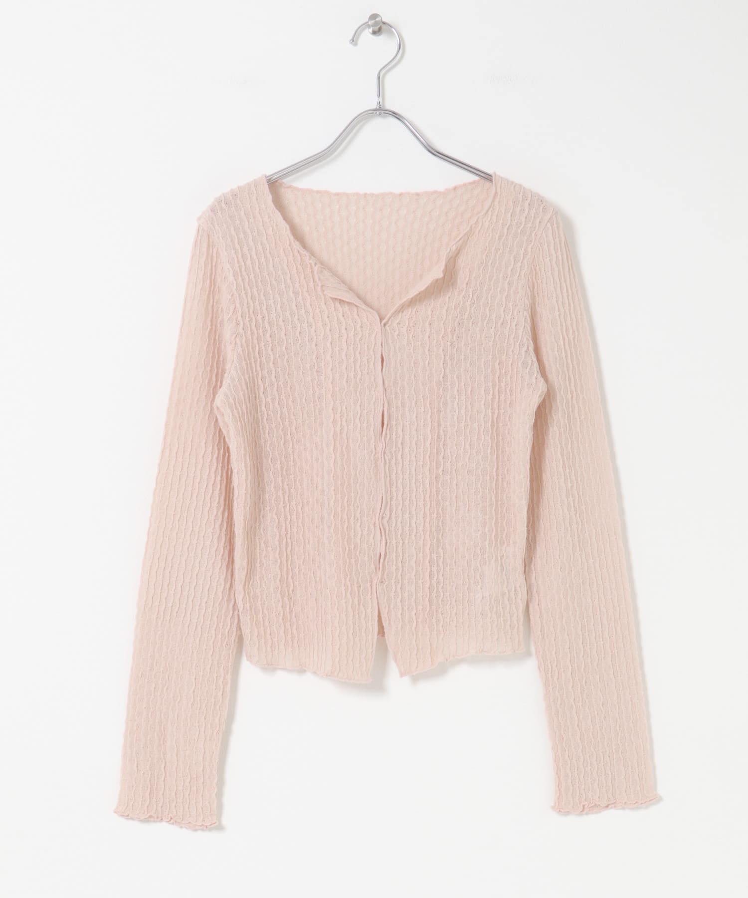 フロントオープンアイレットカットソー PINK One