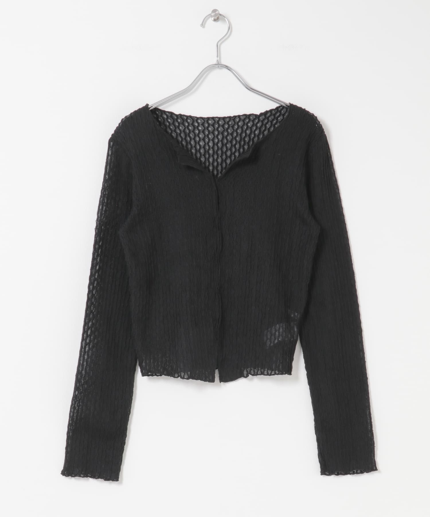 フロントオープンアイレットカットソー BLACK One