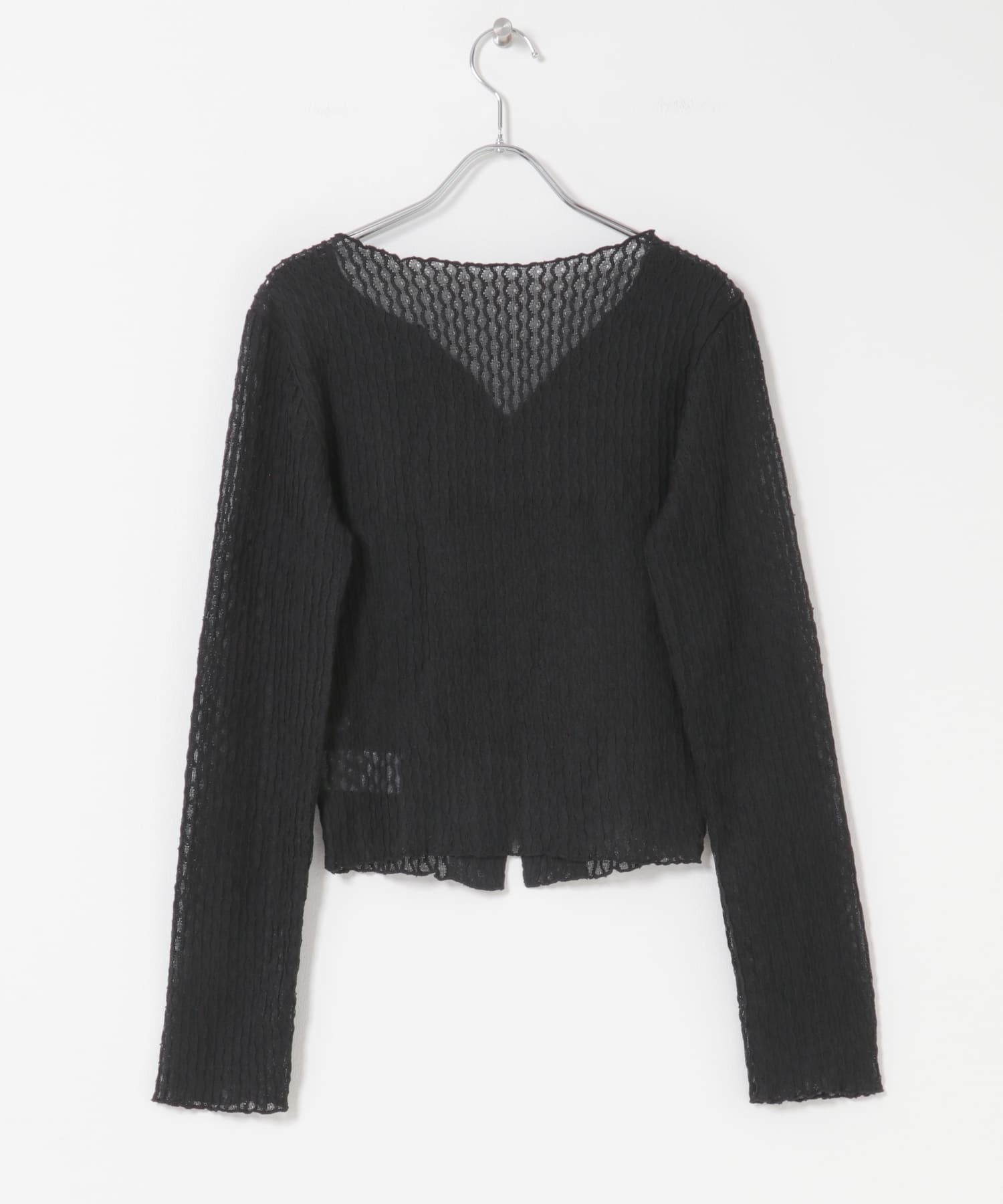 フロントオープンアイレットカットソー BLACK One