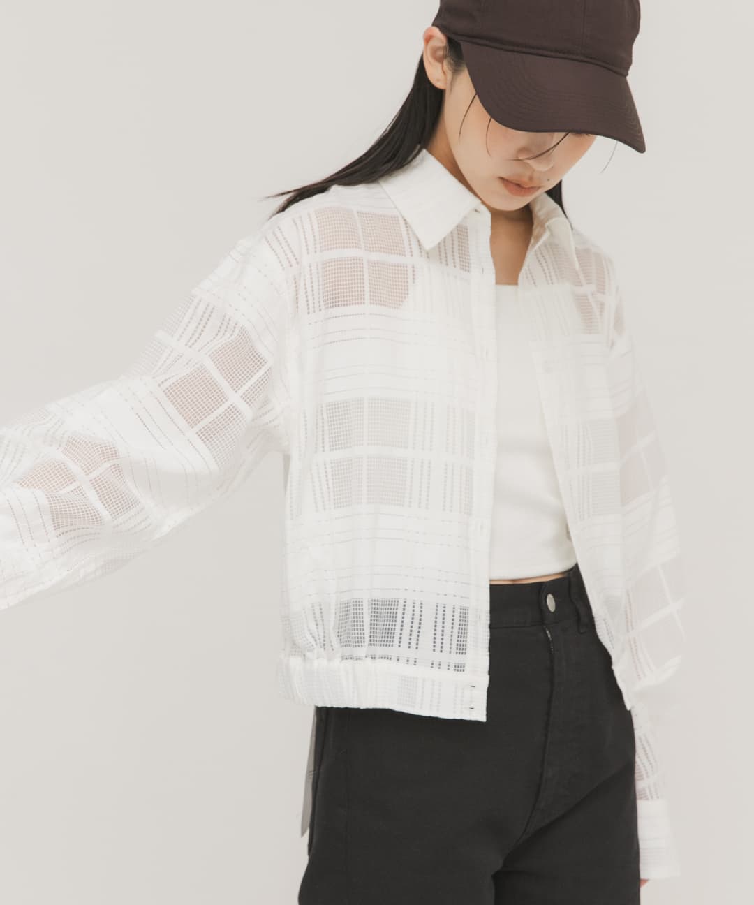 シアーチェックコンパクトシャツ