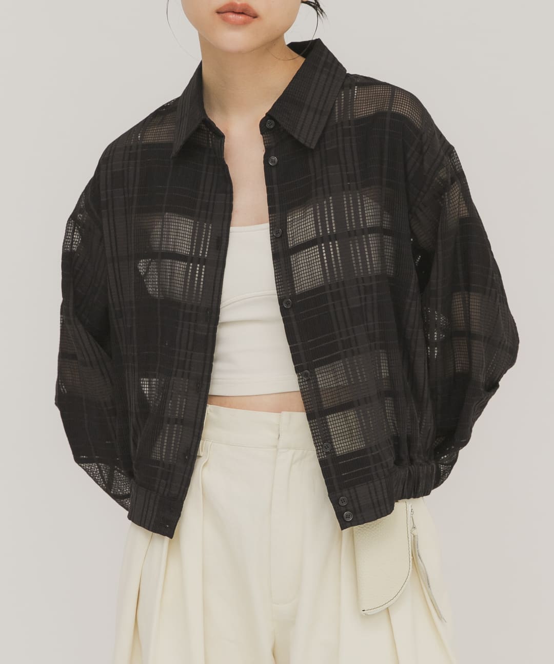 シアーチェックコンパクトシャツ