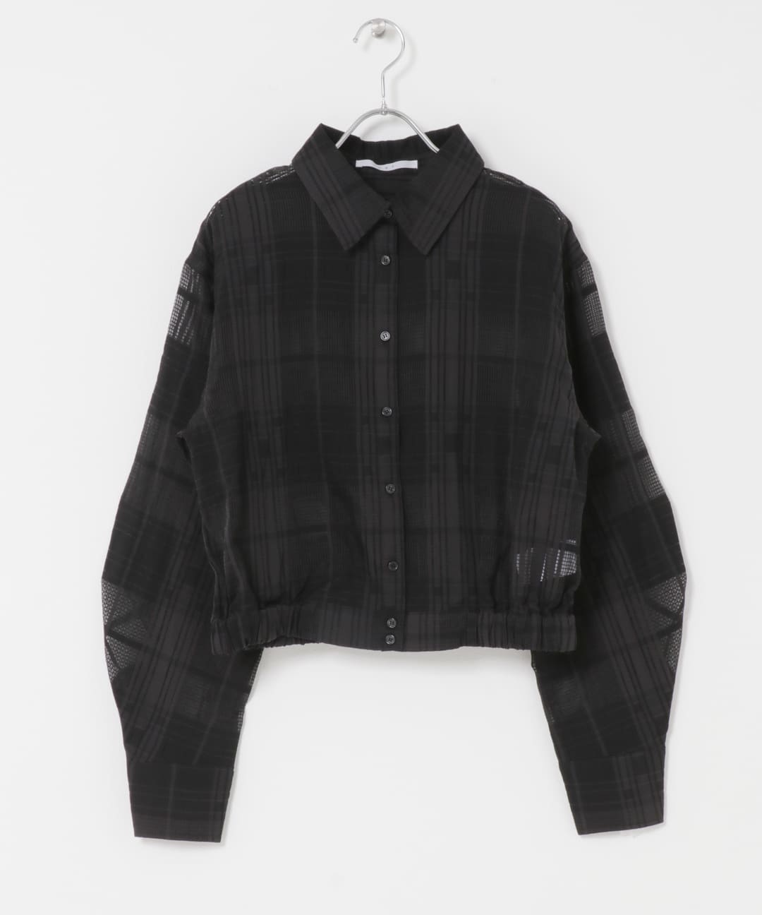 シアーチェックコンパクトシャツ BLACK One