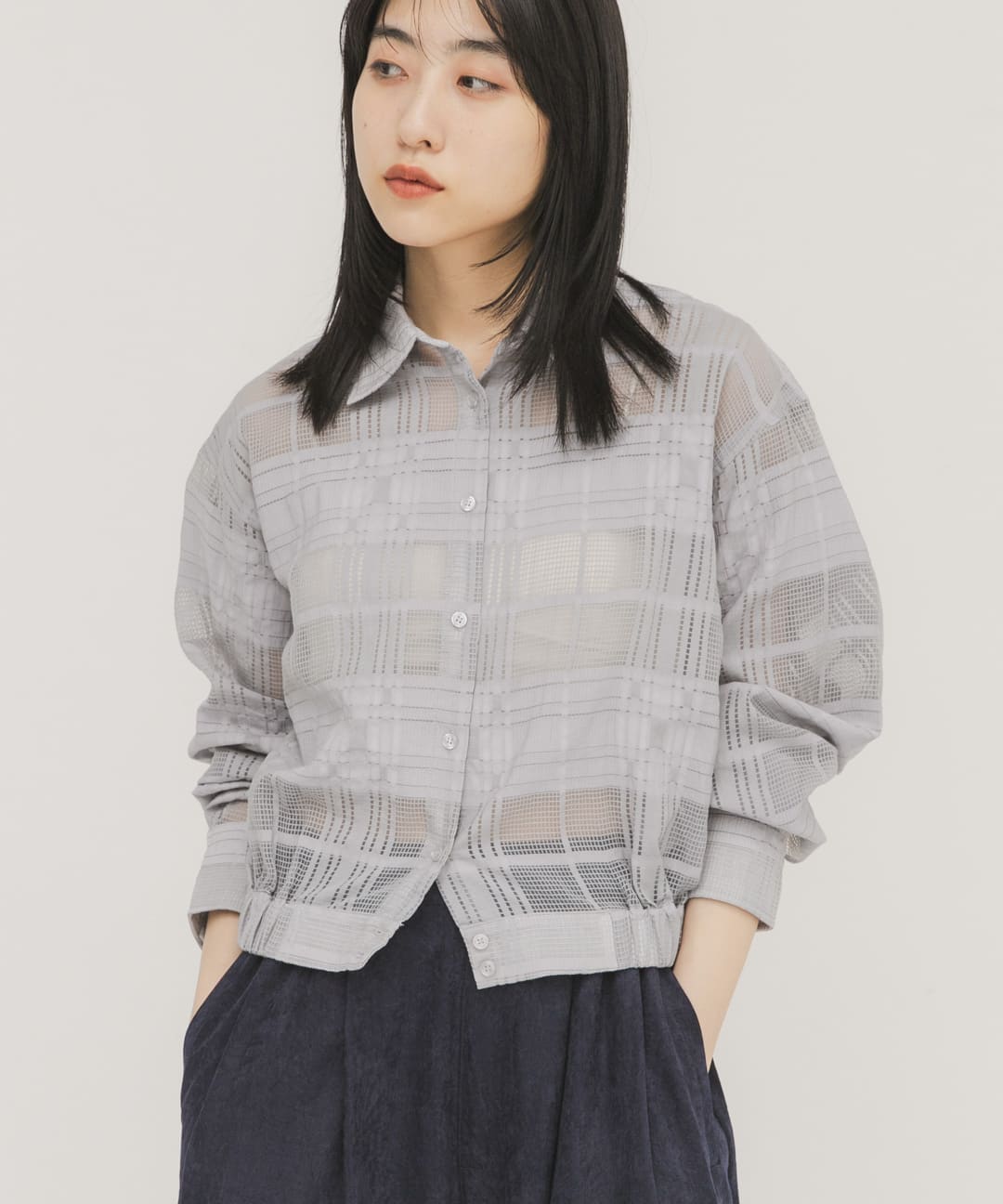 シアーチェックコンパクトシャツ