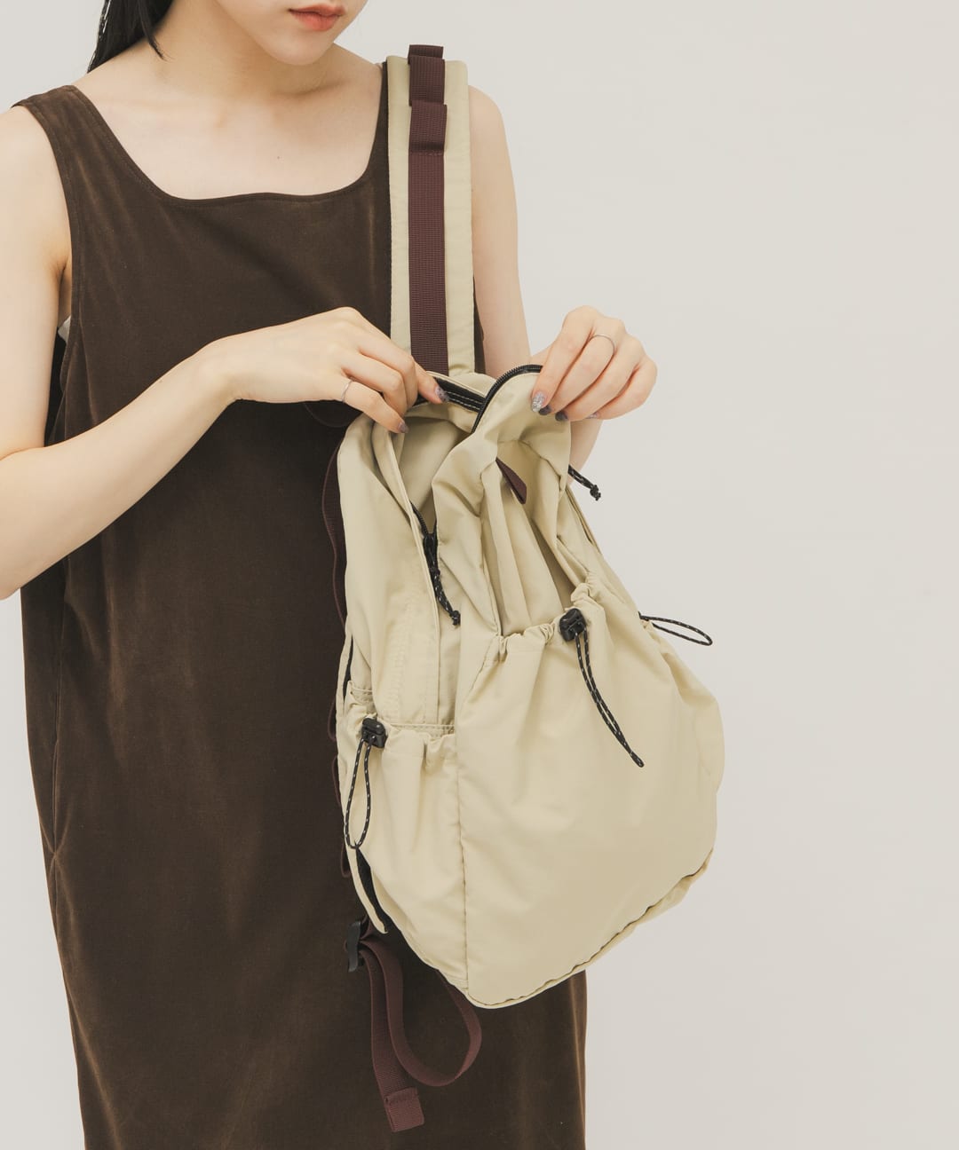 アウトポケットナイロンバックパック BEIGE One