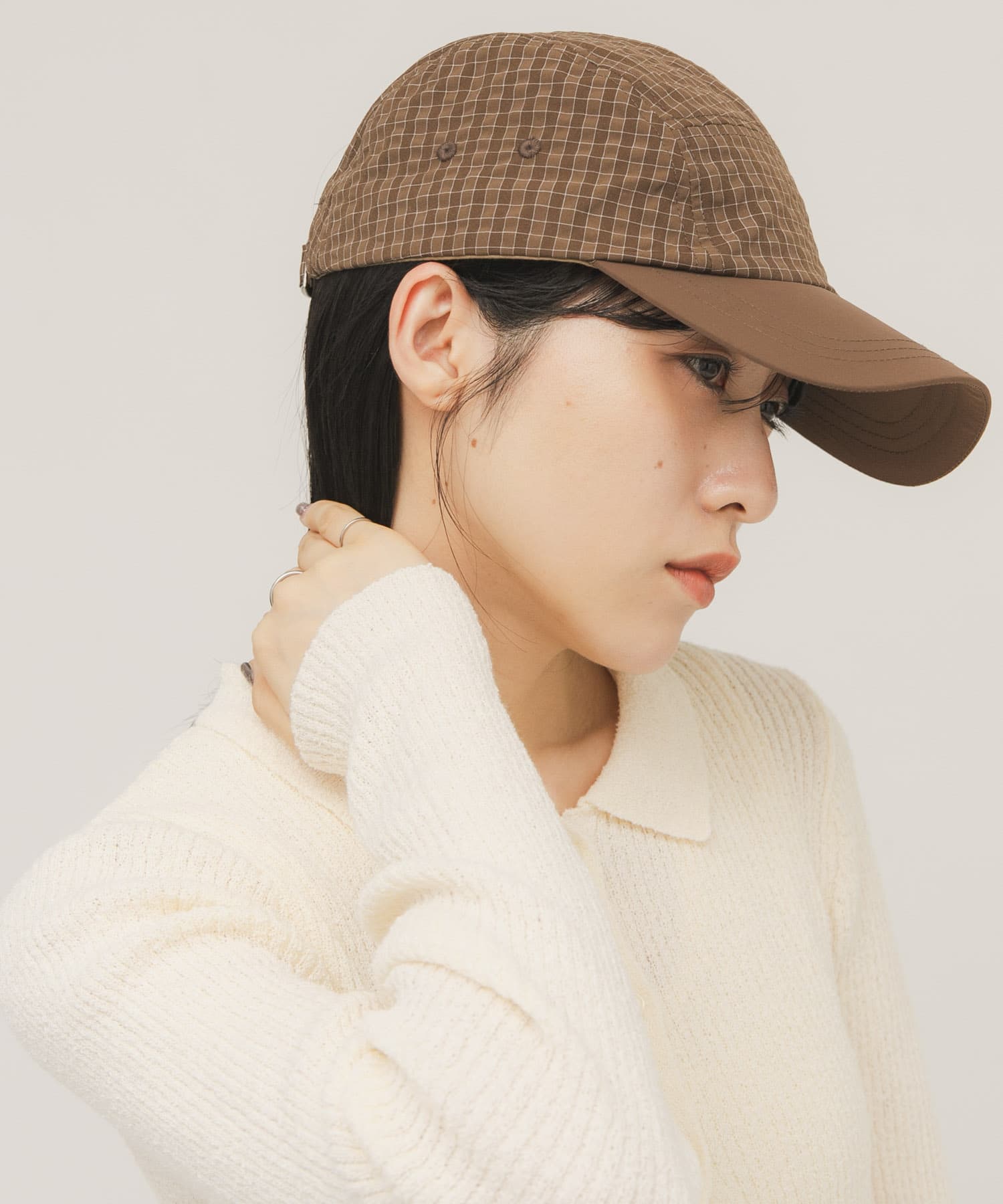 チェックCAP BROWN One