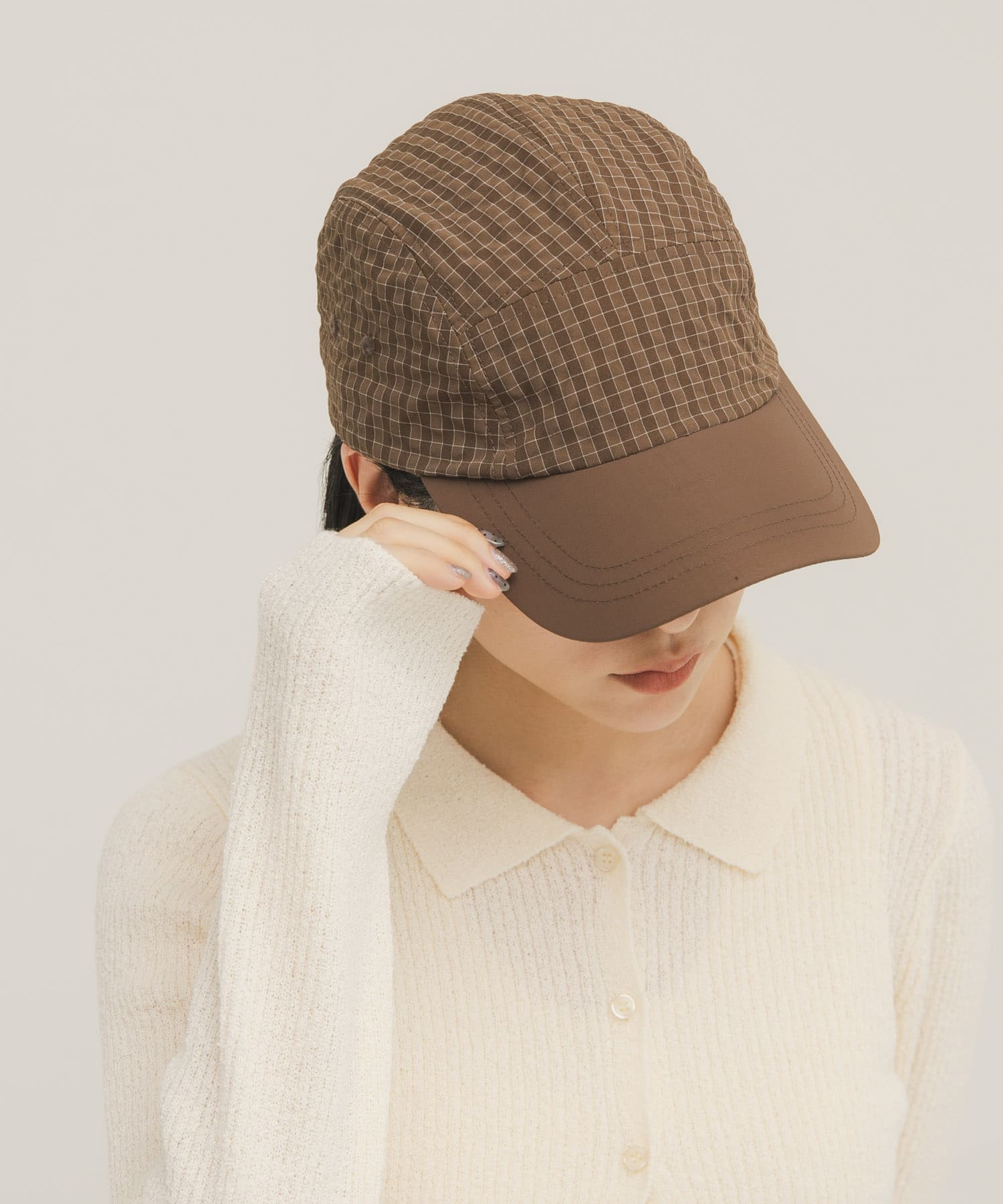 チェックCAP BROWN One
