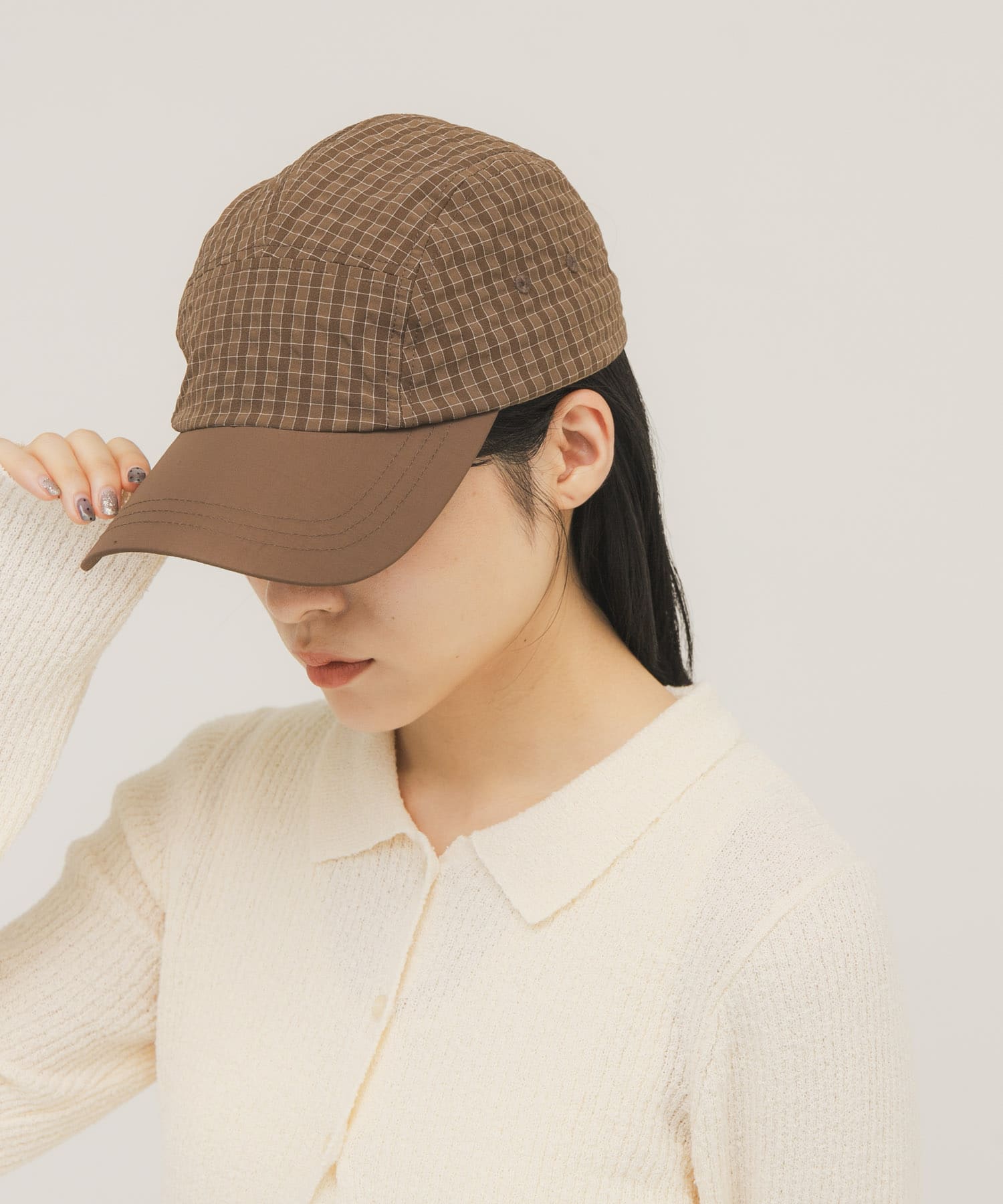 チェックCAP BROWN One