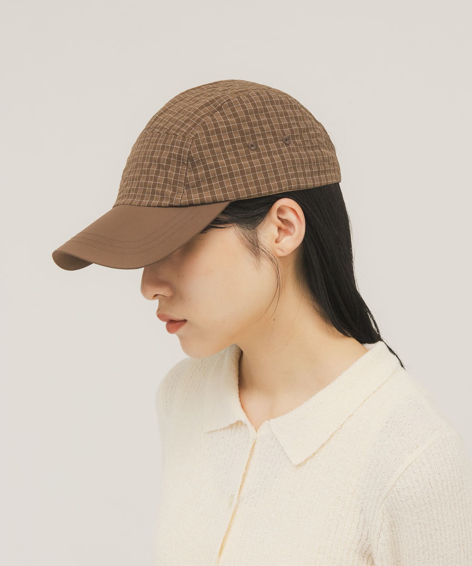 チェックCAP BROWN One