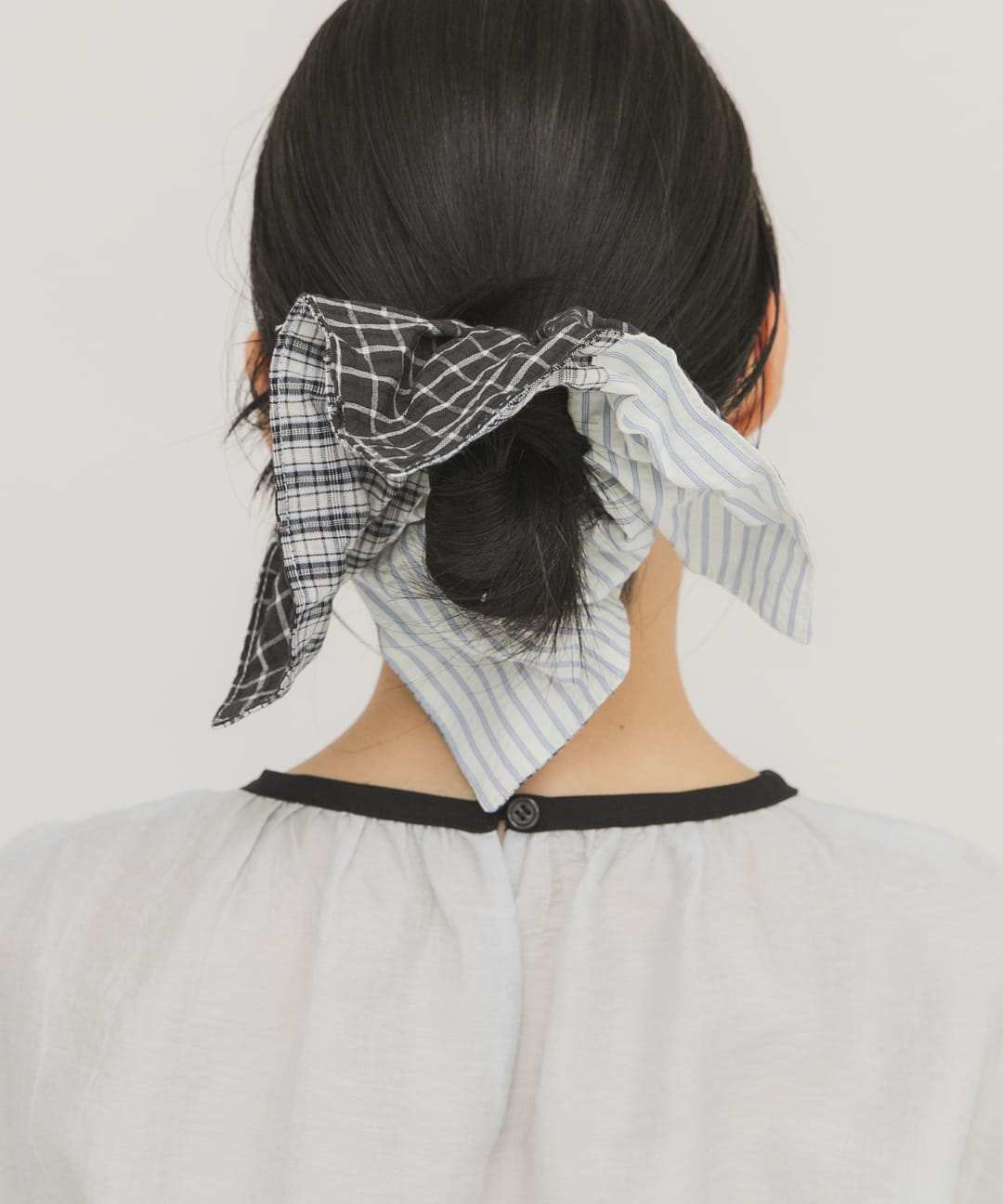 チェックストライプコンビシュシュ