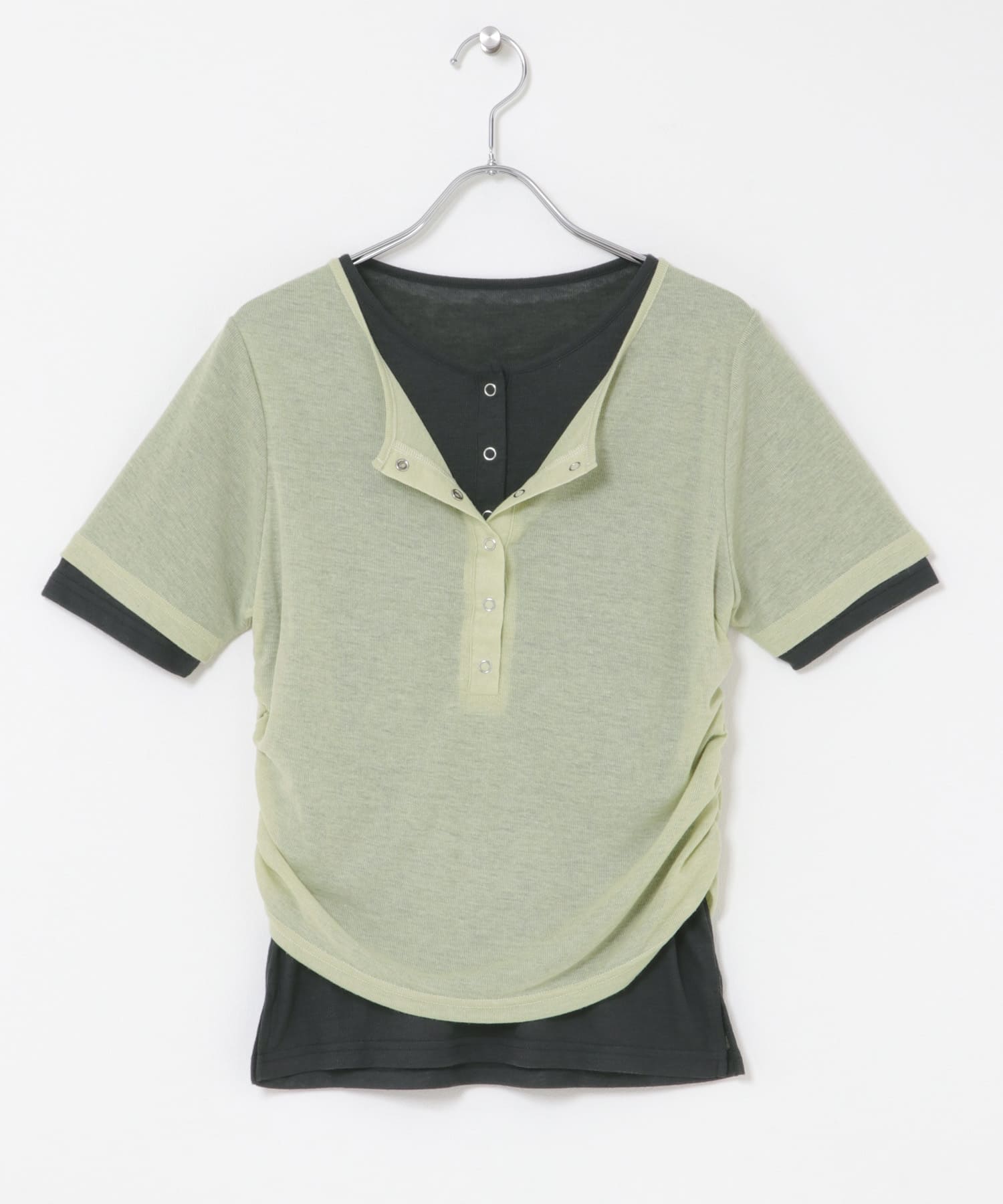 バイカラーヘンリーネックTEE L.GRN×CCL One