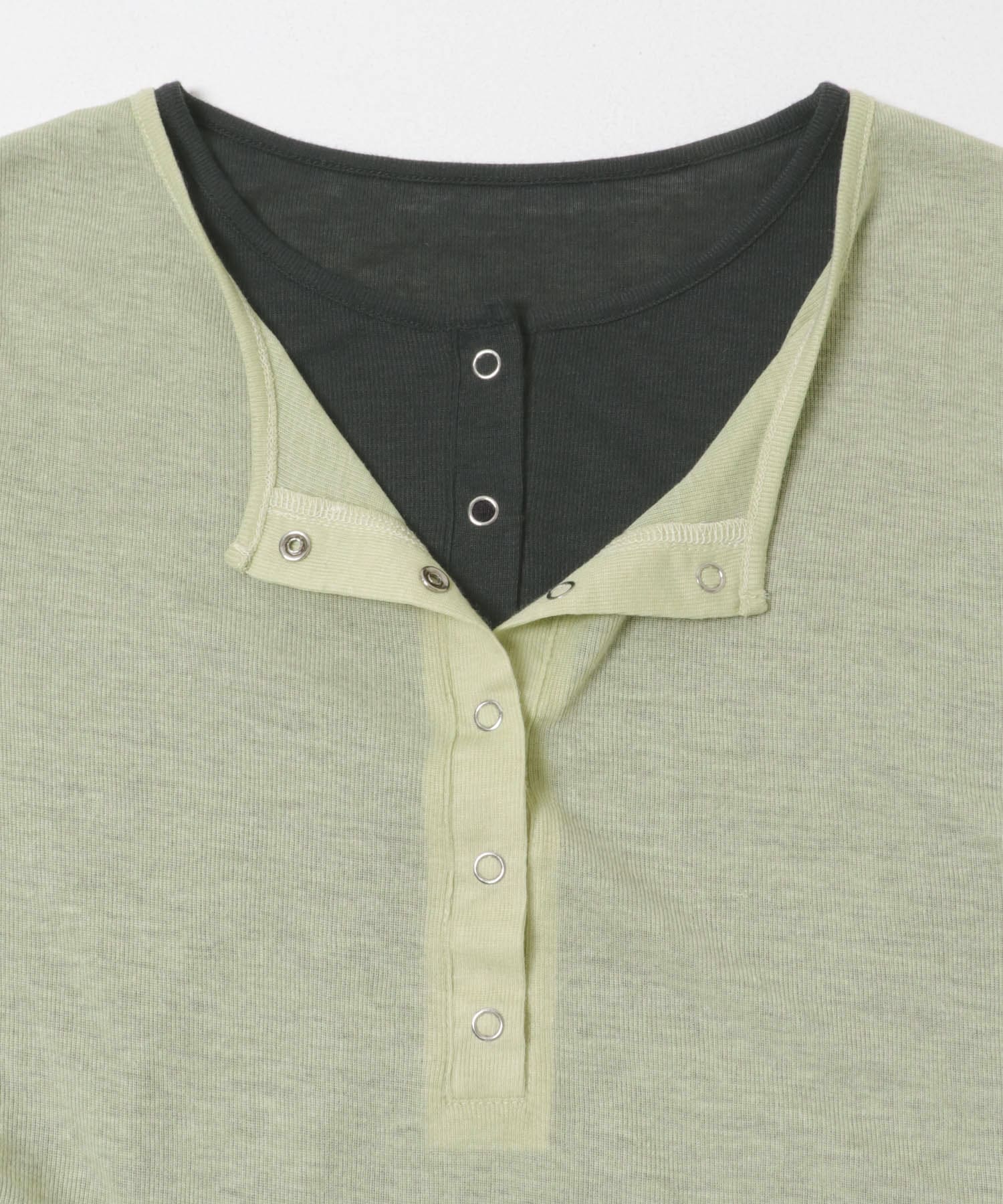 バイカラーヘンリーネックTEE L.GRN×CCL One