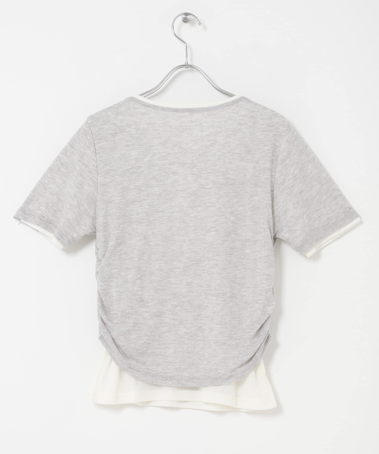 バイカラーヘンリーネックTEE GRAY×OFF One