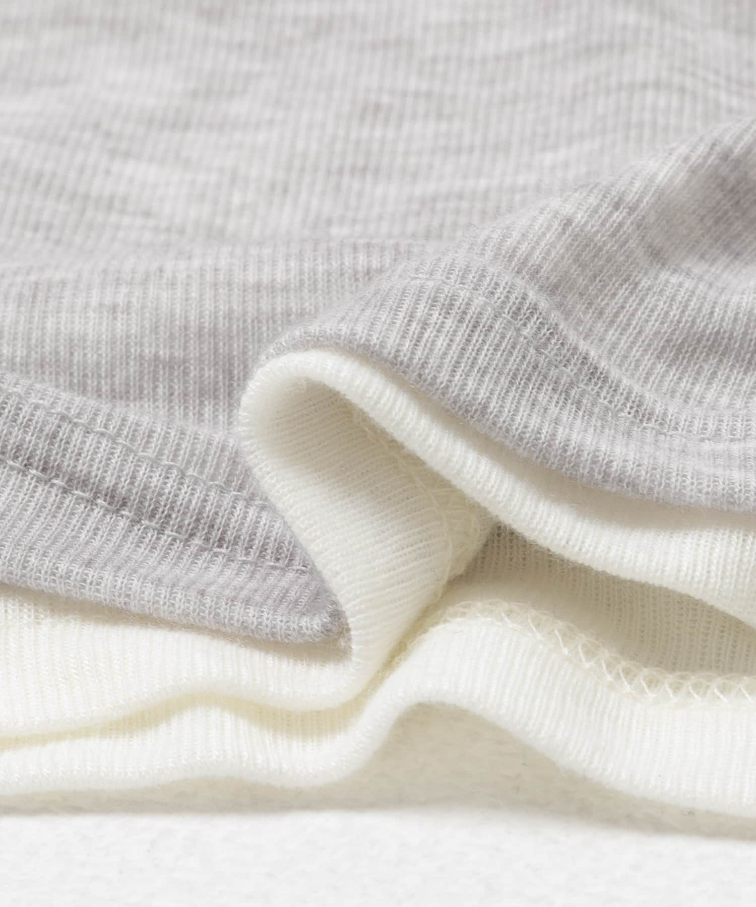 バイカラーヘンリーネックTEE GRAY×OFF One