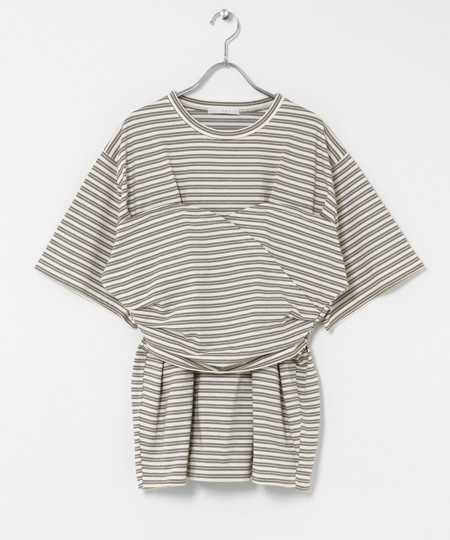 ビスチェデザインBIGボーダーTEE IVORY×BRN One