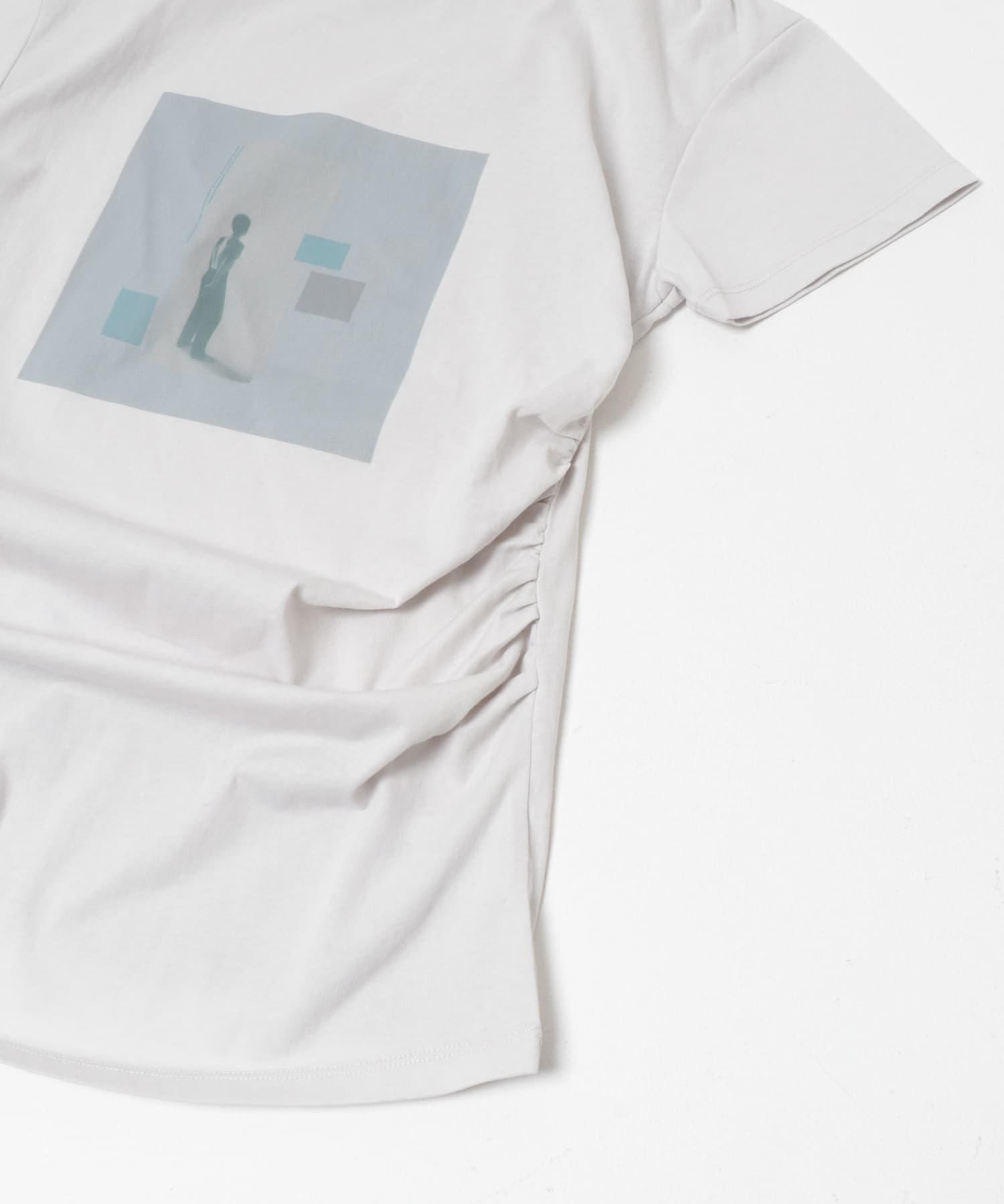 ドレーププリントTEE L.BLUE One