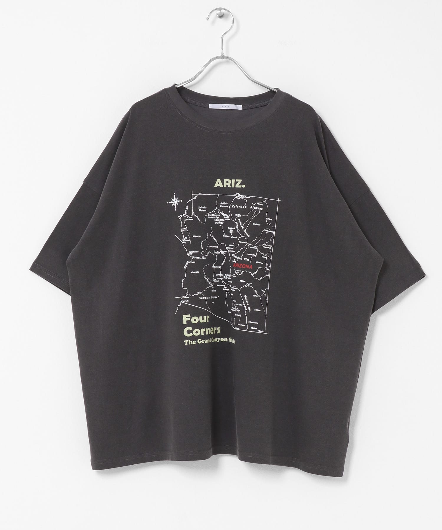 オーバーサイズプリントTEE CHARCOAL One