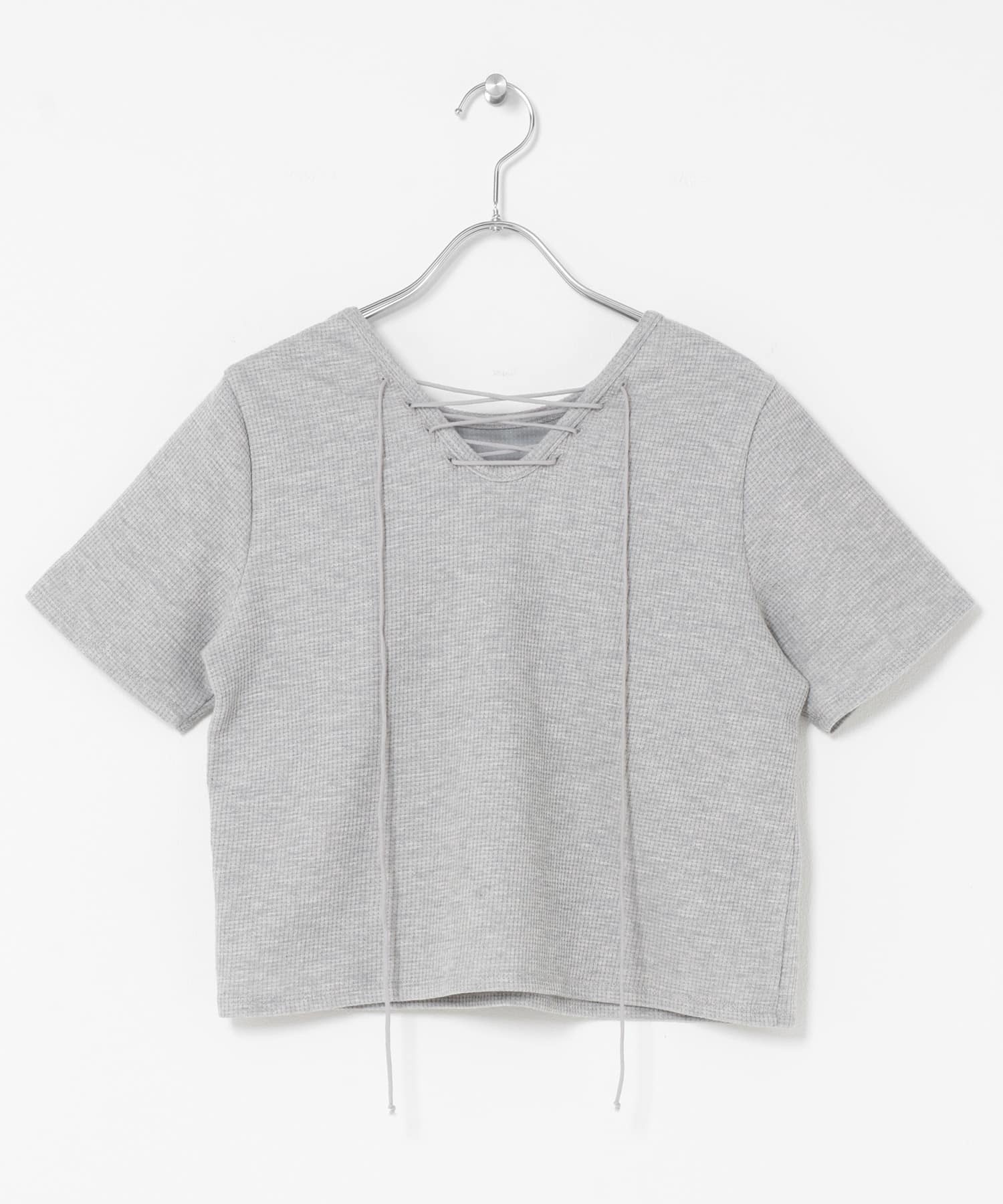 2WAYレースアップトップス TOP GRAY One