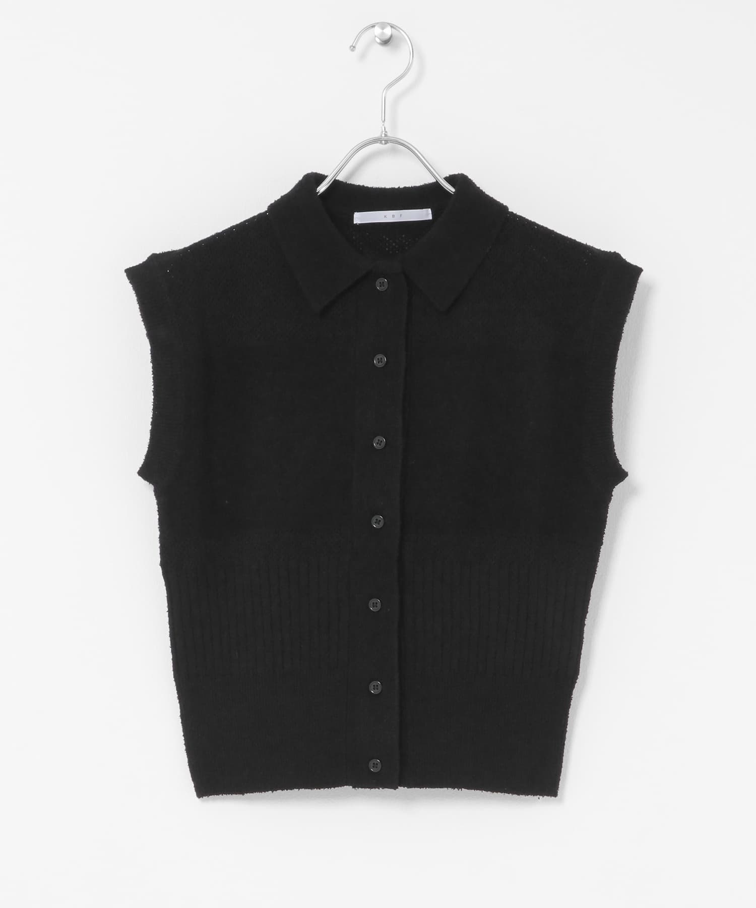 スリーブレスニットシャツ BLACK One