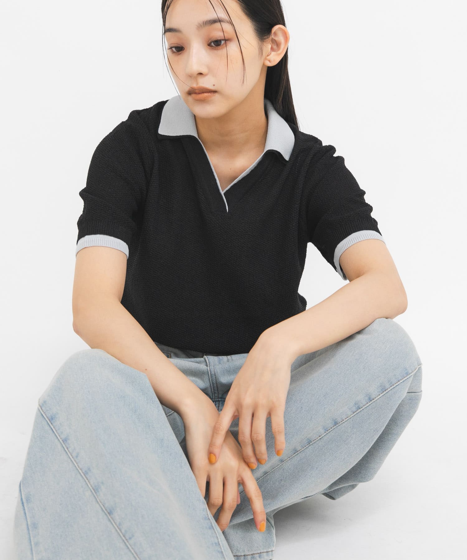 レイヤードライクニットシャツ