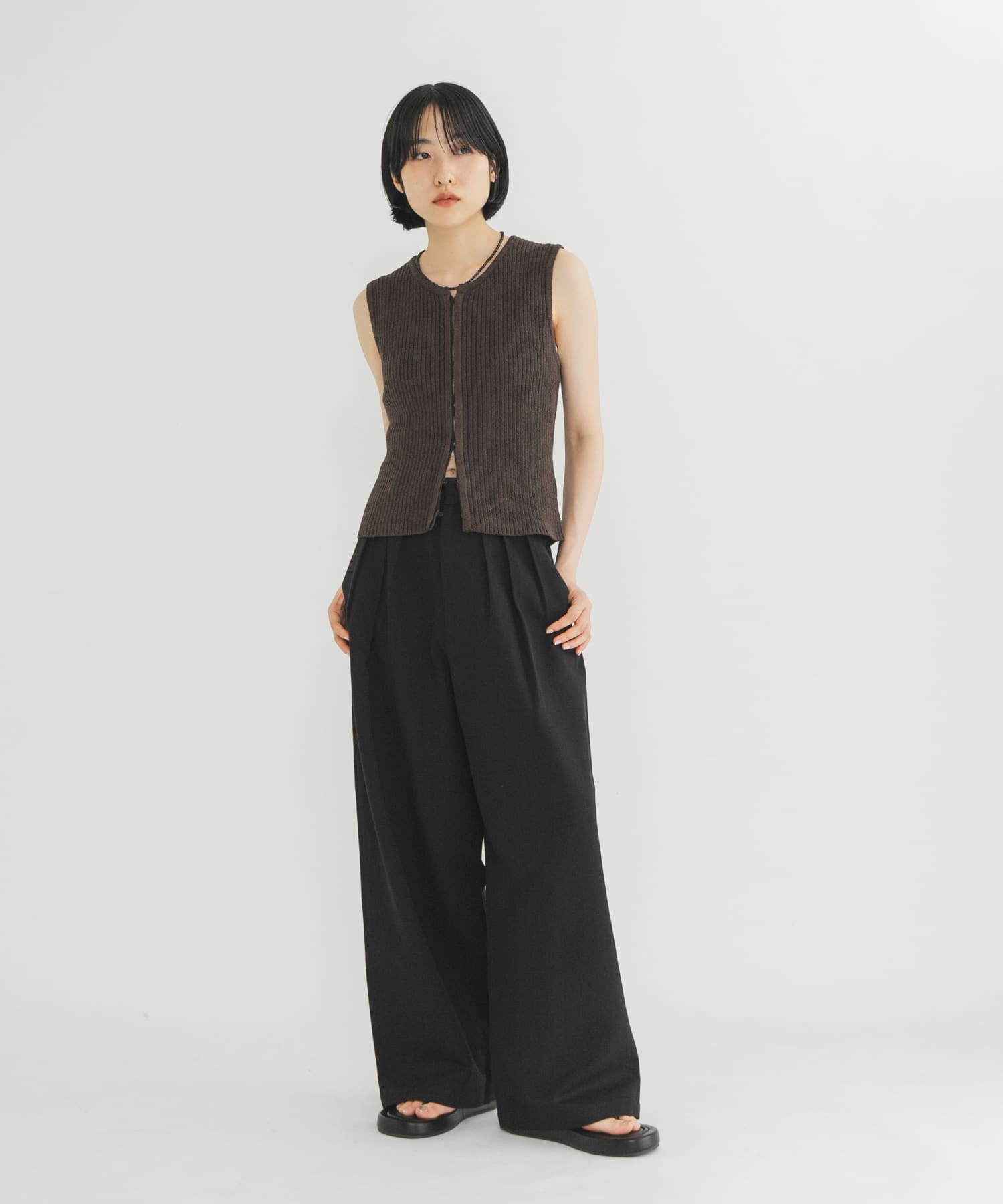 ボタンアップRIBニットベスト(One BROWN): トップス｜URBAN RESEARCH