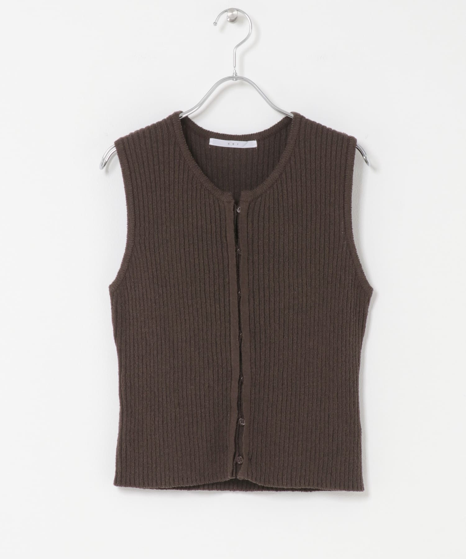ボタンアップRIBニットベスト BROWN One