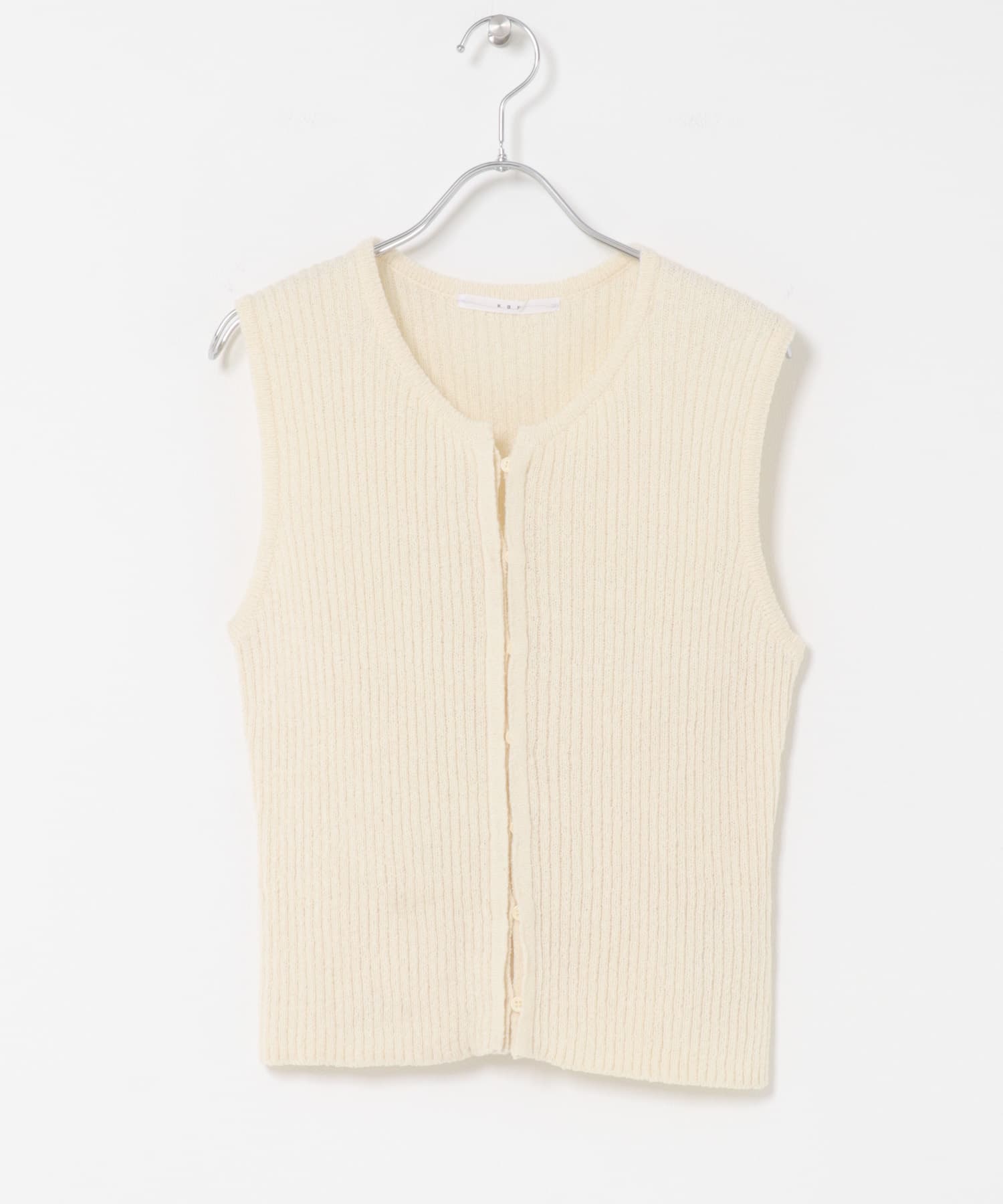 ボタンアップRIBニットベスト IVORY One