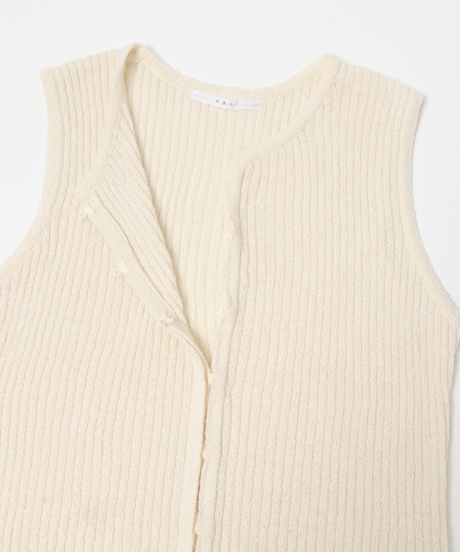 ボタンアップRIBニットベスト IVORY One