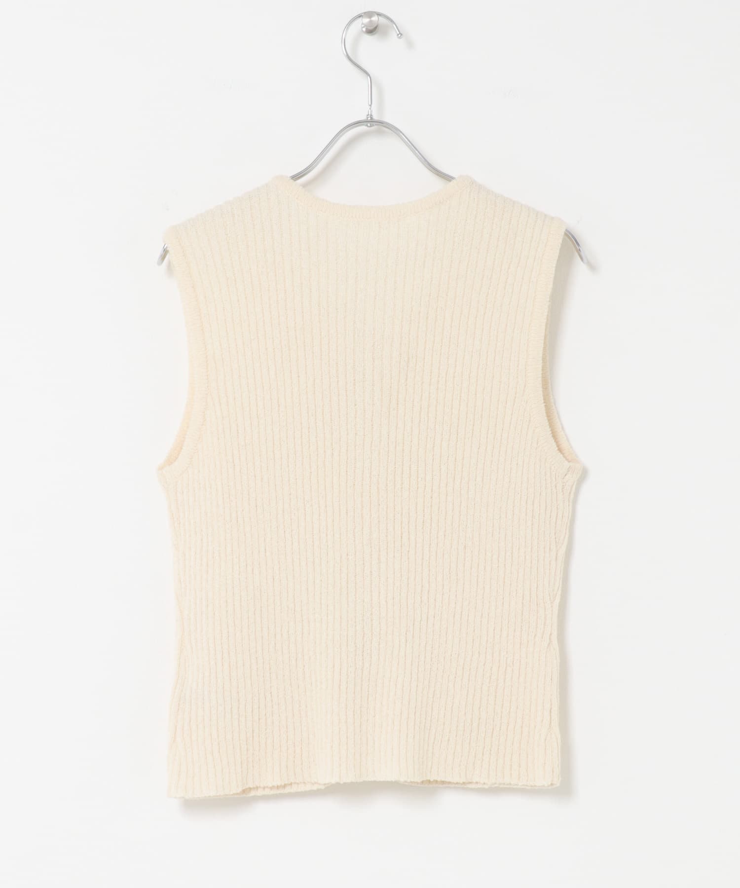 ボタンアップRIBニットベスト IVORY One