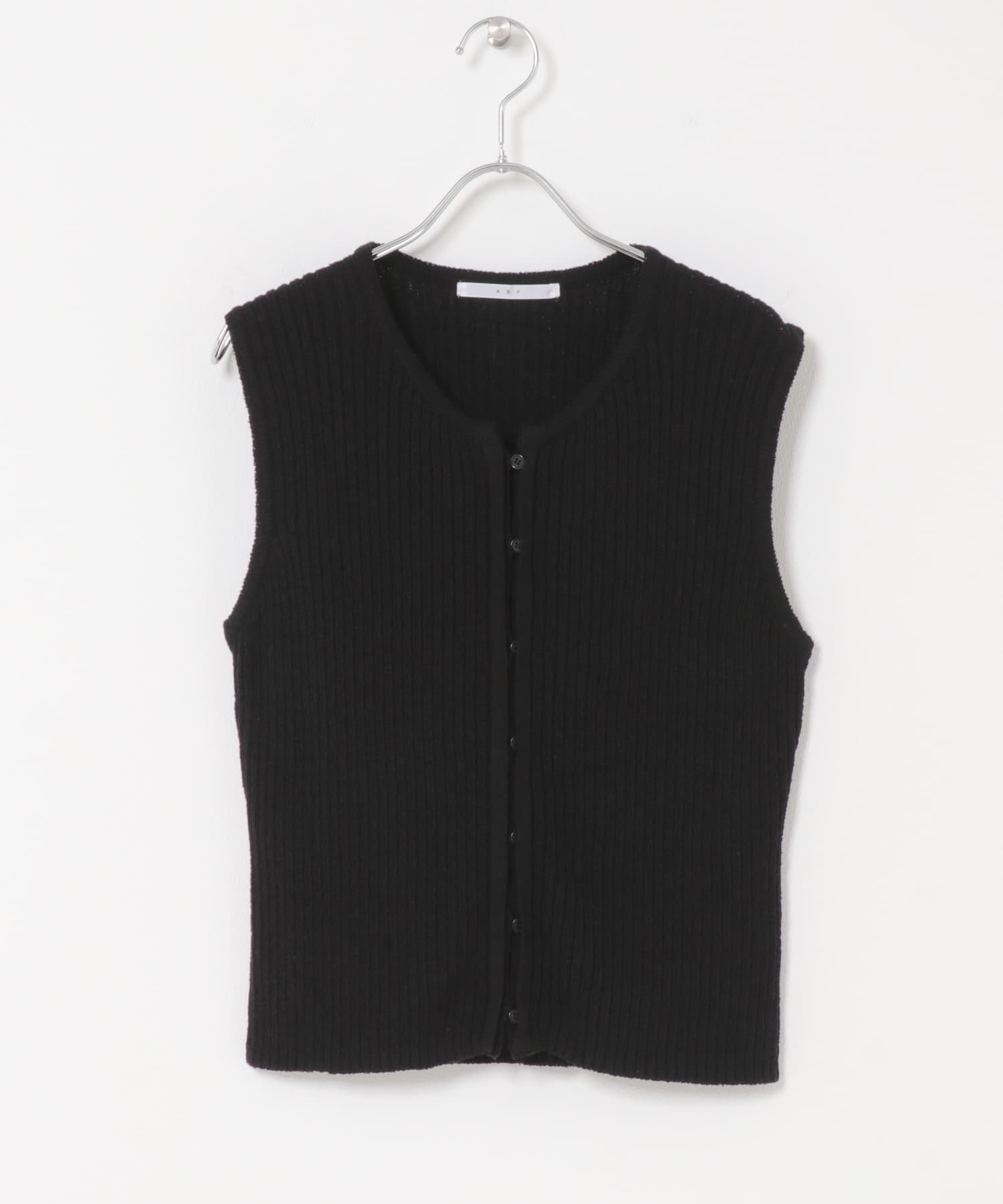 ボタンアップRIBニットベスト BLACK One