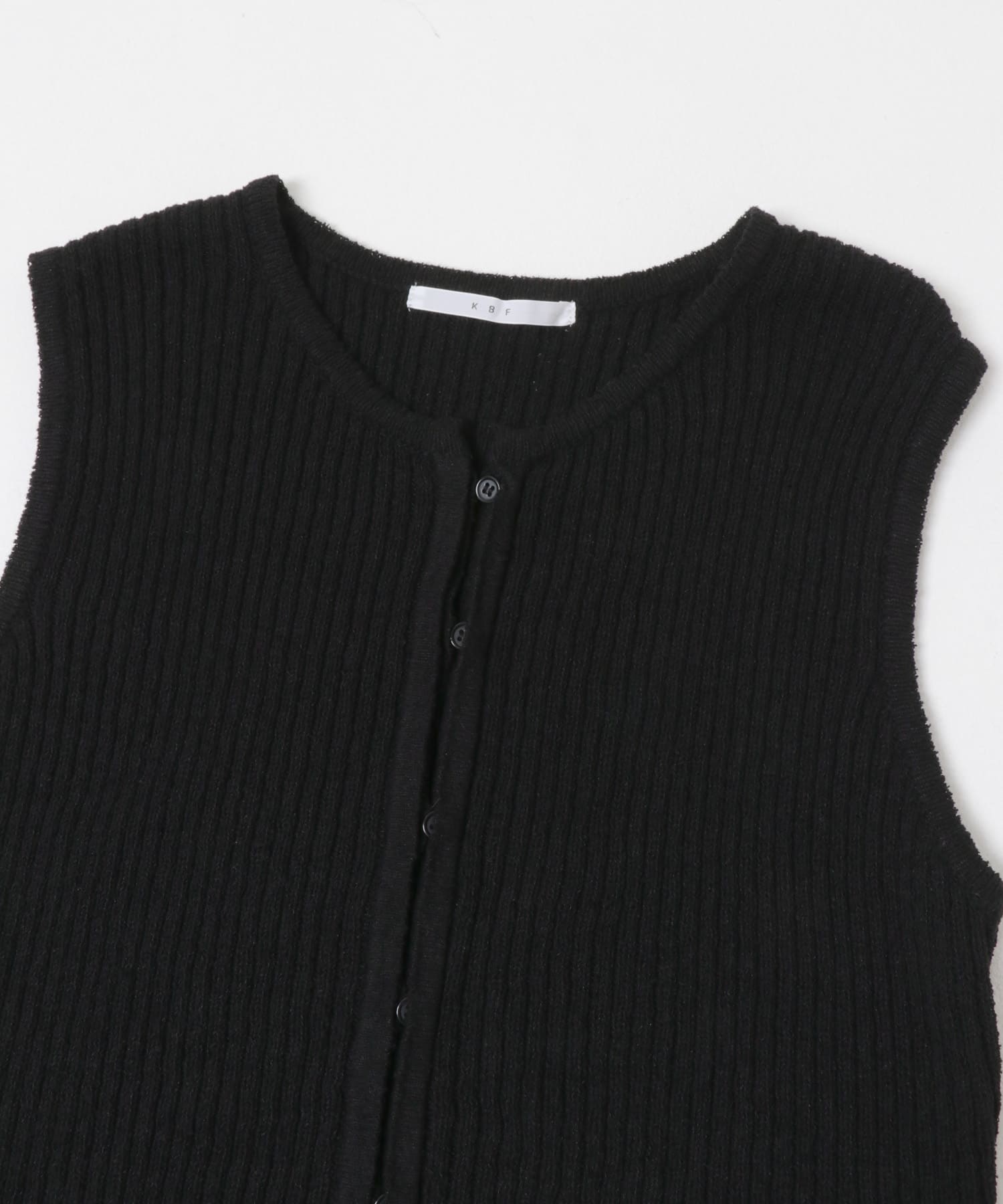 ボタンアップRIBニットベスト BLACK One