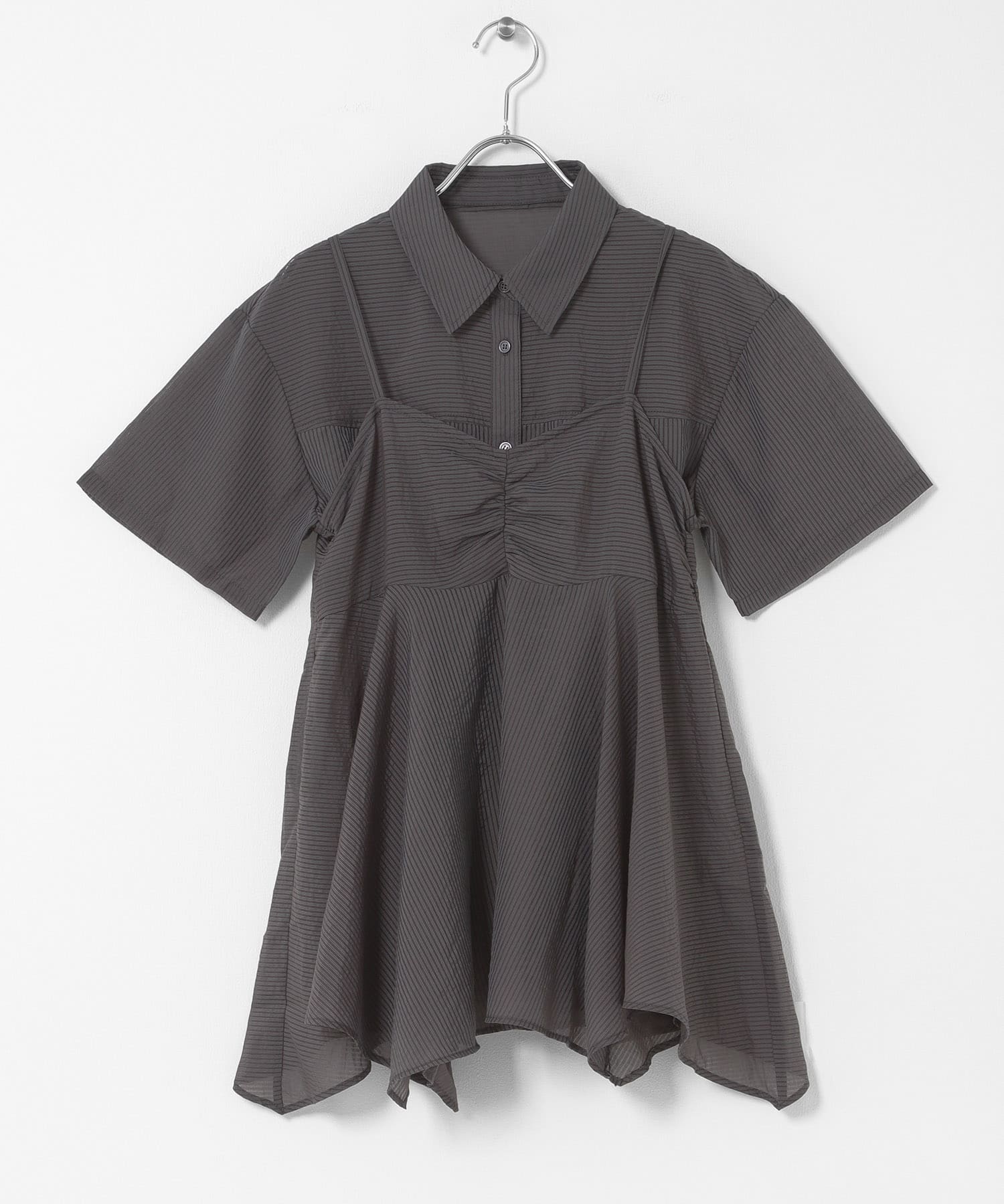 イレヘムビスチェSETハーフスリーブシャツ CHARCOAL One