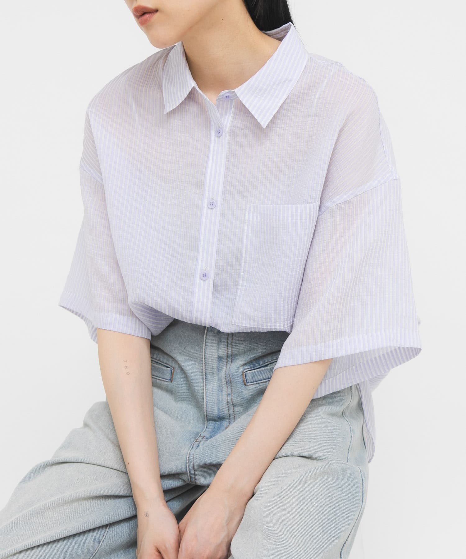 シアーストライプBIGシャツ