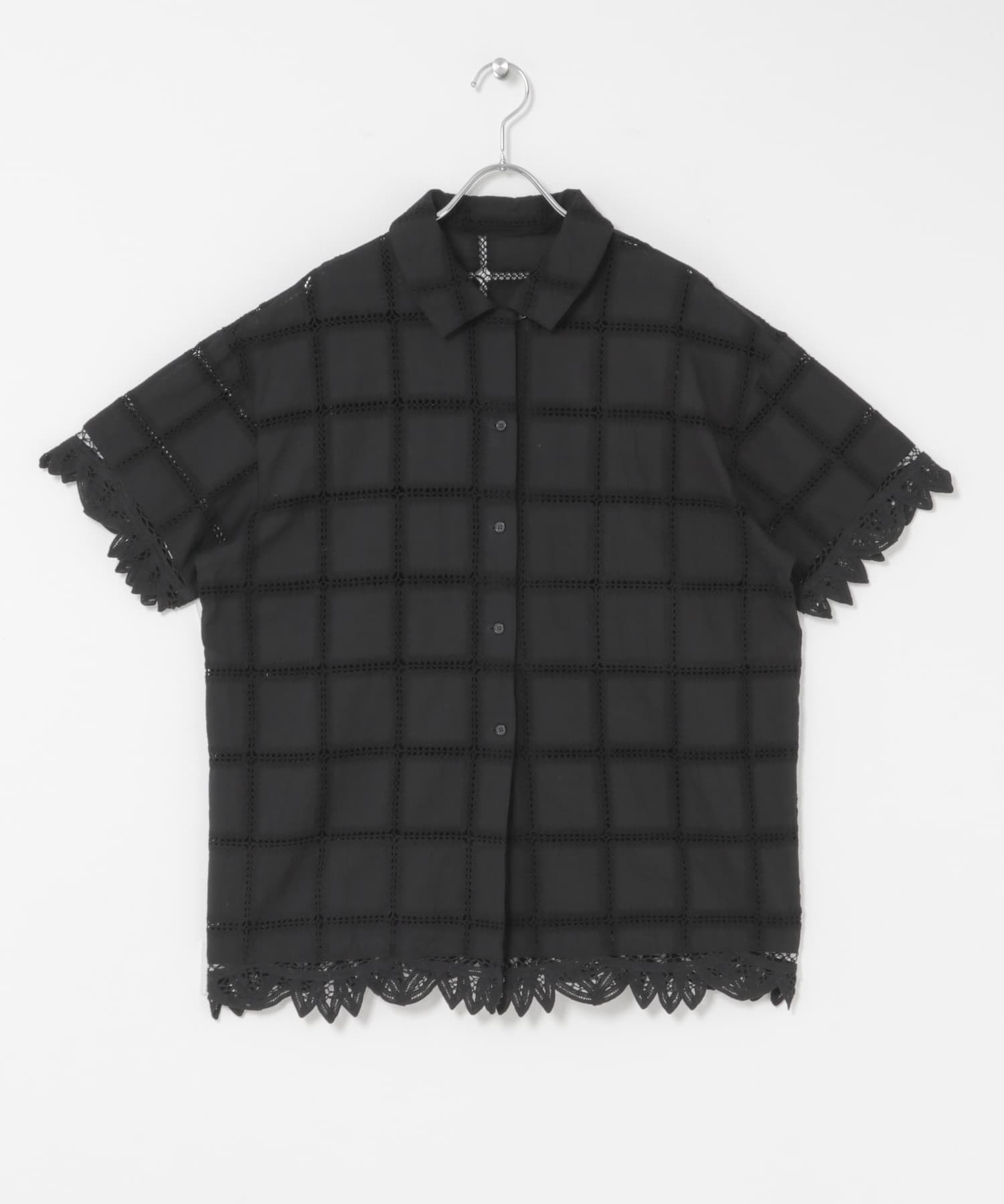 アイレットエンブロイダリーシャツ BLACK One