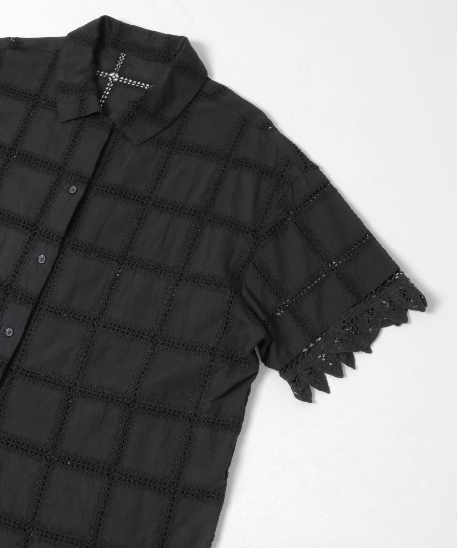 アイレットエンブロイダリーシャツ BLACK One