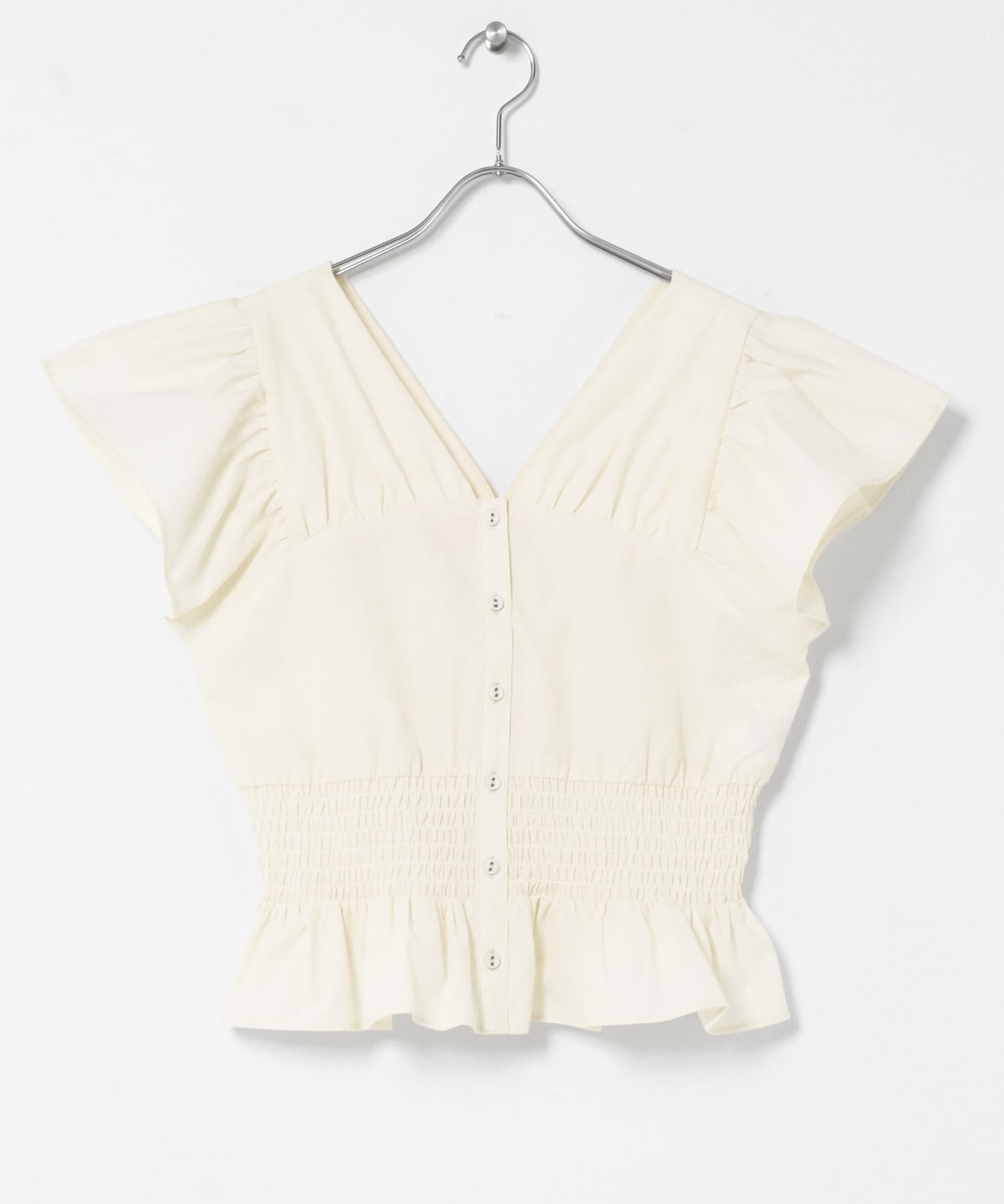 フリルスリーブシャーリングブラウス IVORY One