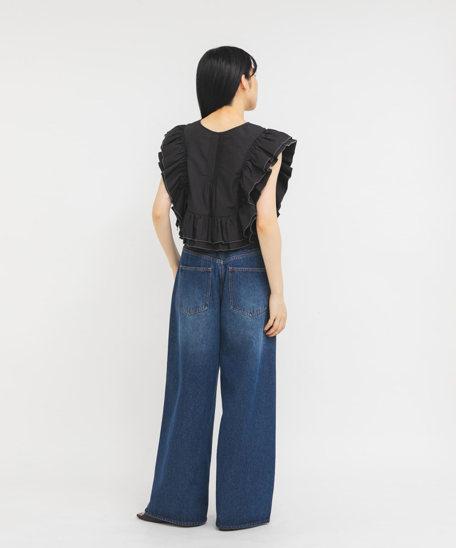WIDEレッグアジャストデニム BLUE 34