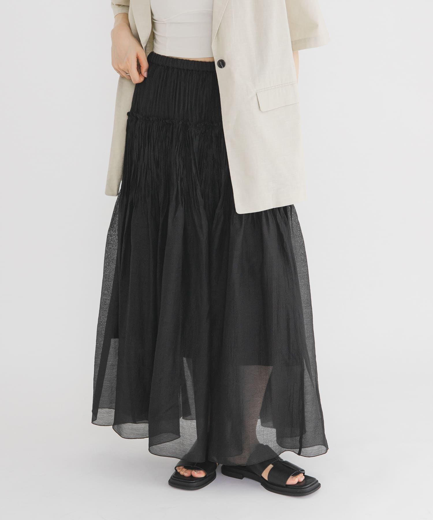 Saturdays New York City 黒プリーツスカート タックプリーツフレアスカート(One BROWN): スカート｜URBAN RESEARCH