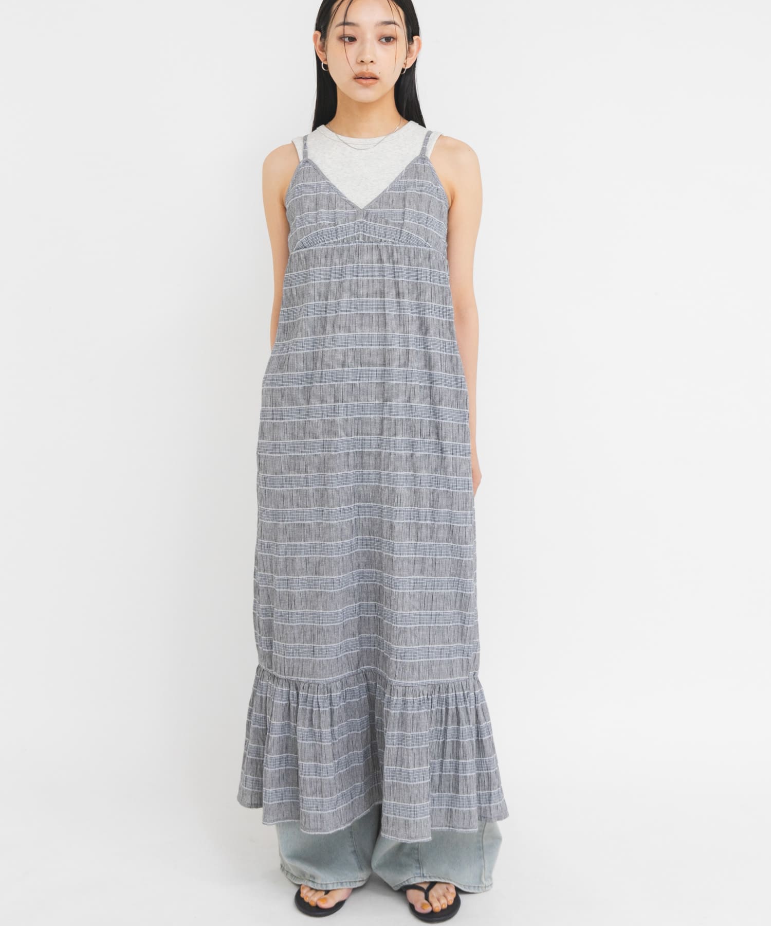 マジョリカプリーツチェックキャミワンピース