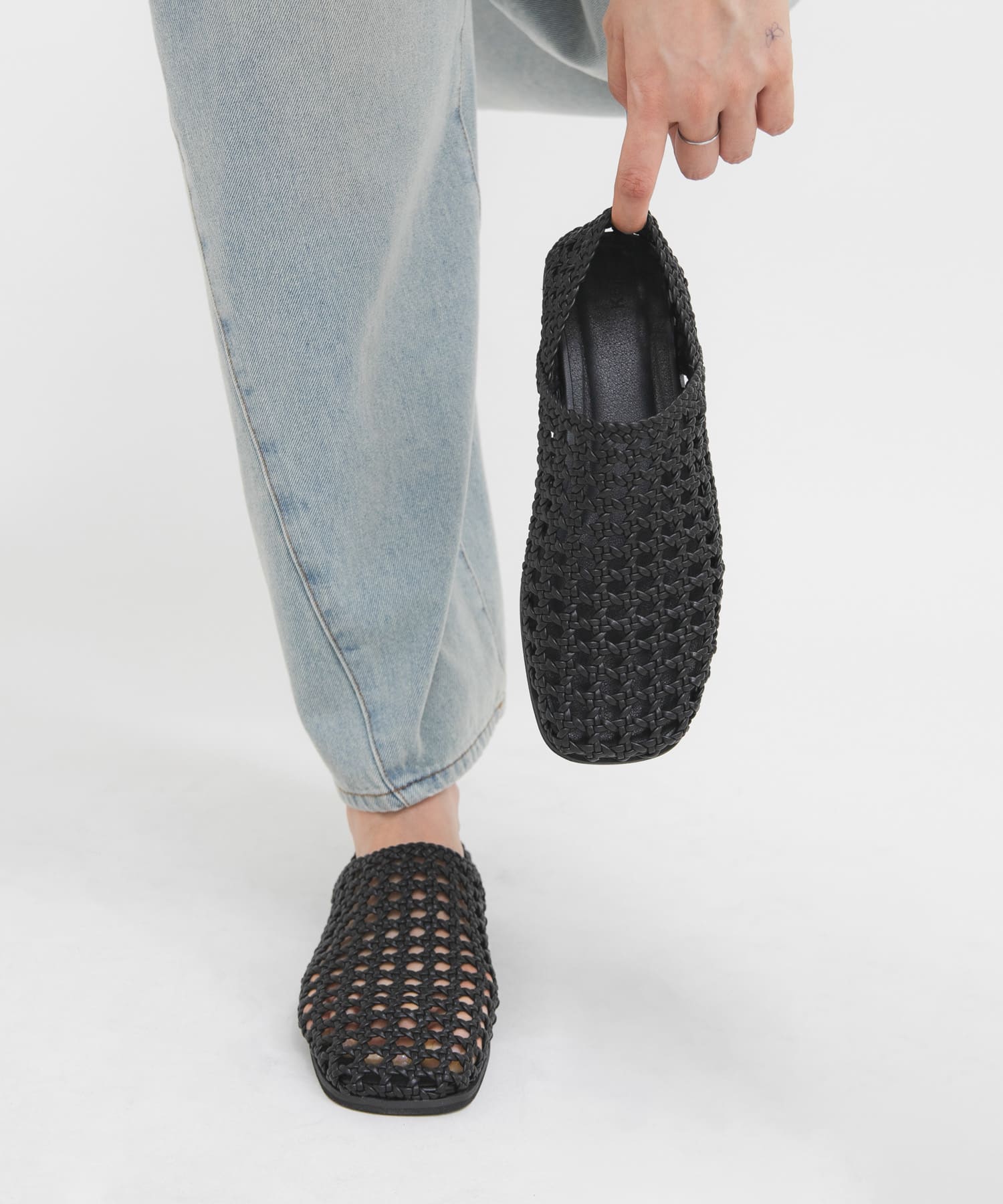 スクエアトゥメッシュシューズ