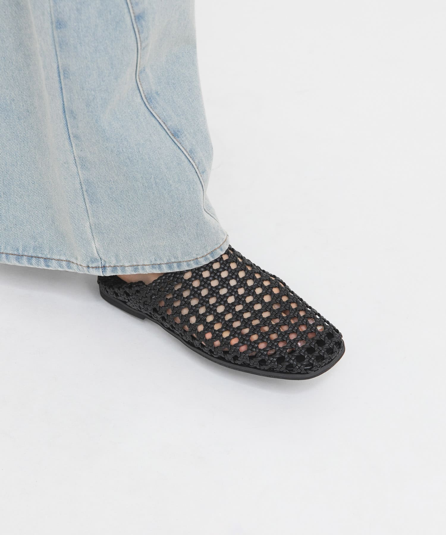 スクエアトゥメッシュシューズ BLACK 36