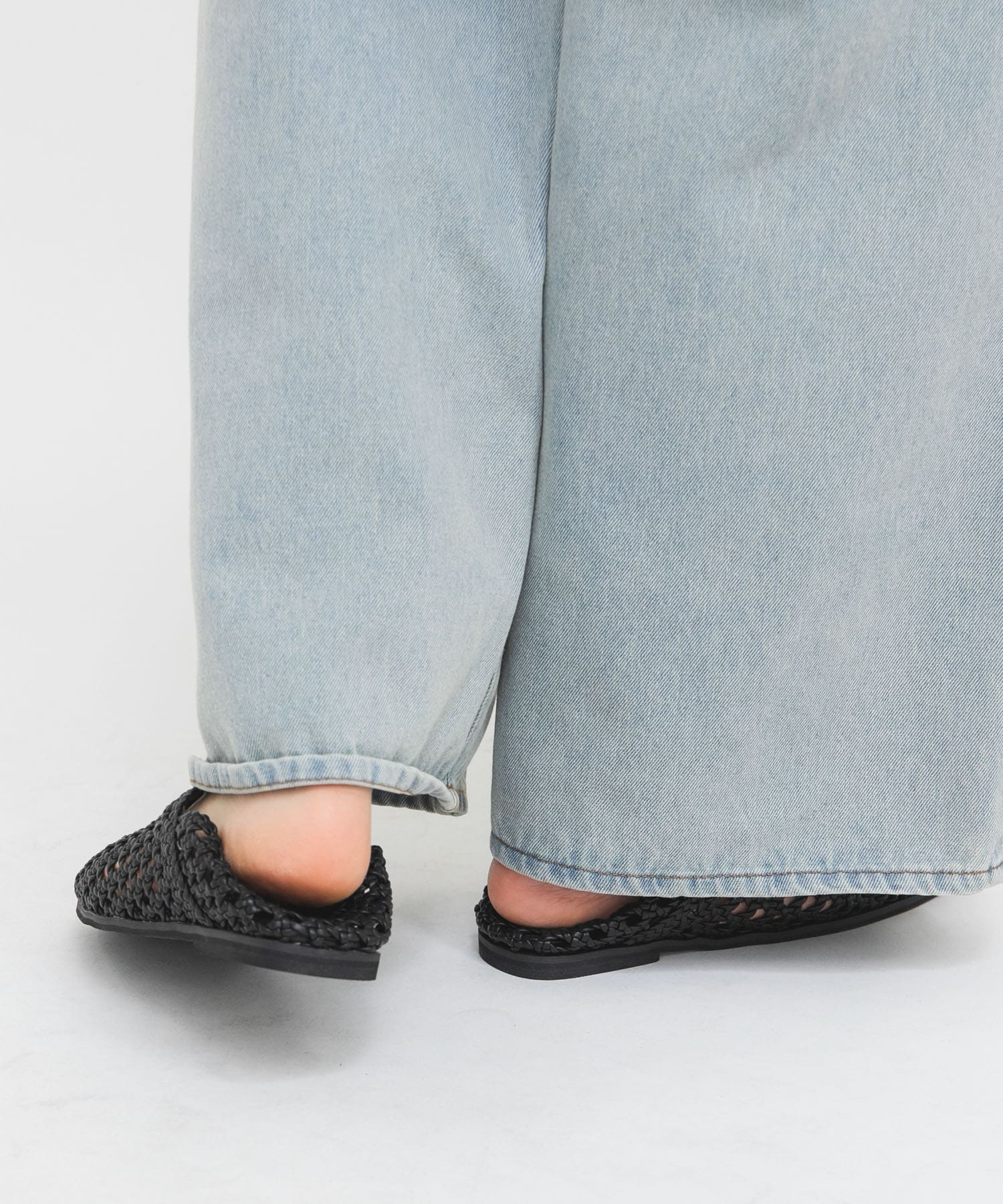 スクエアトゥメッシュシューズ BLACK 36