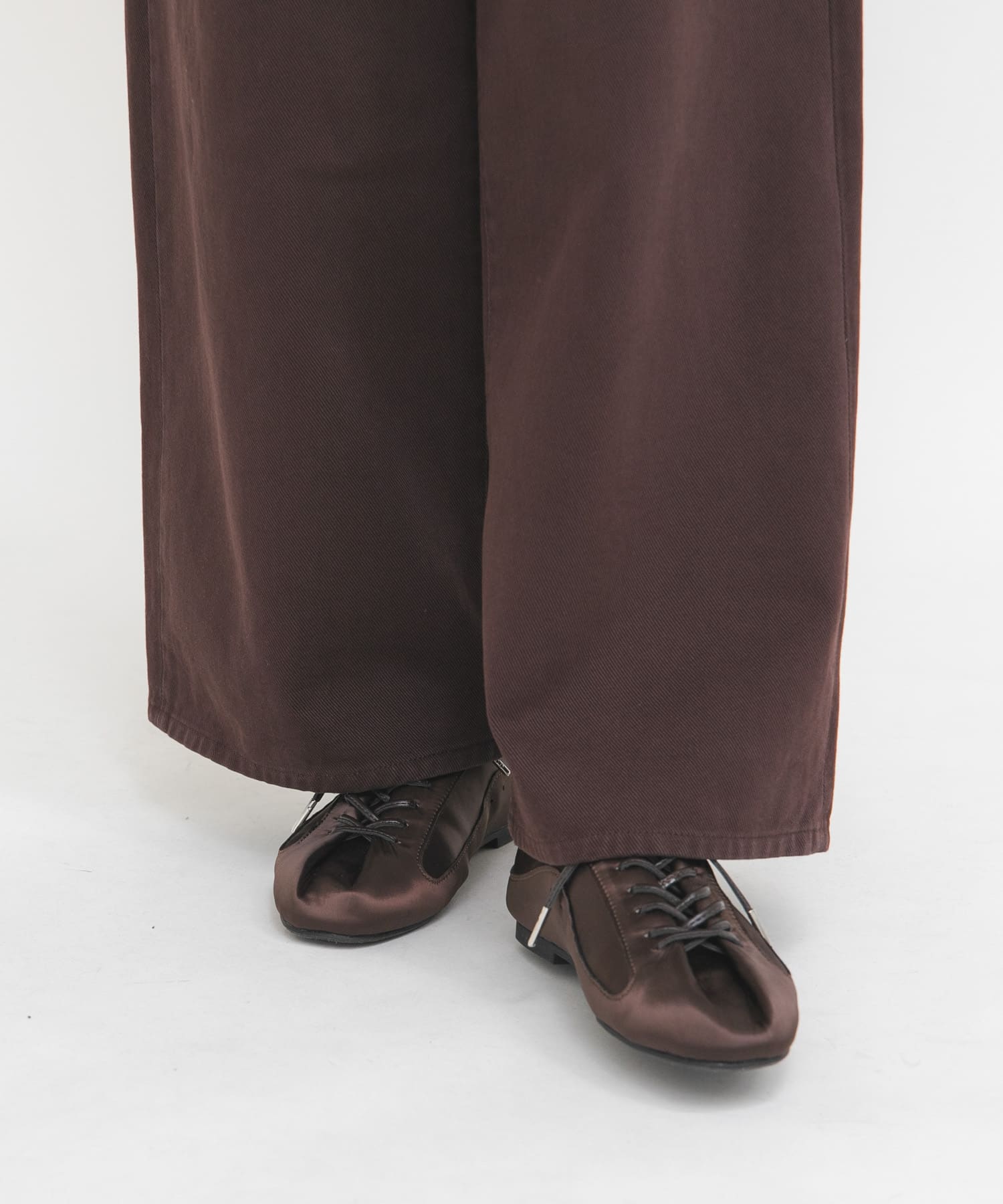 タンデザインサテンスニーカー BROWN 36
